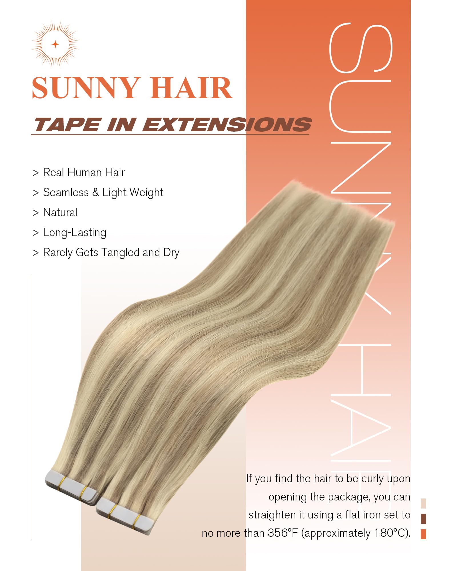 Foto 3 pulgar | Extensiones De Cabello Humano Con Cinta Adhesiva, Cabello Soleado, Marrón Claro, 40 Cm - Venta Internacional.