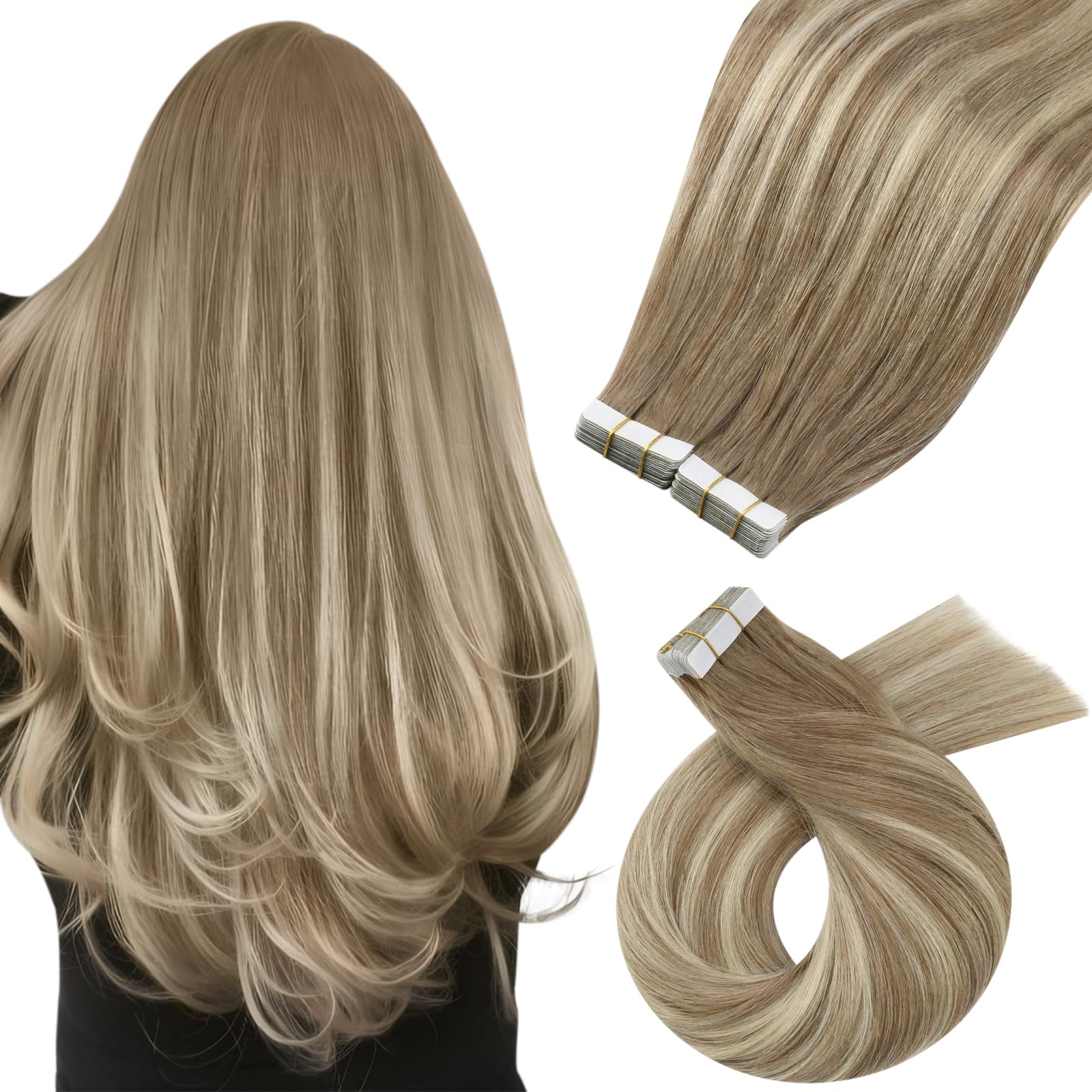 Foto 2 pulgar | Extensiones De Cabello Con Cinta Adhesiva Moresoo Marrón Claro/rubio Platino - Venta Internacional.