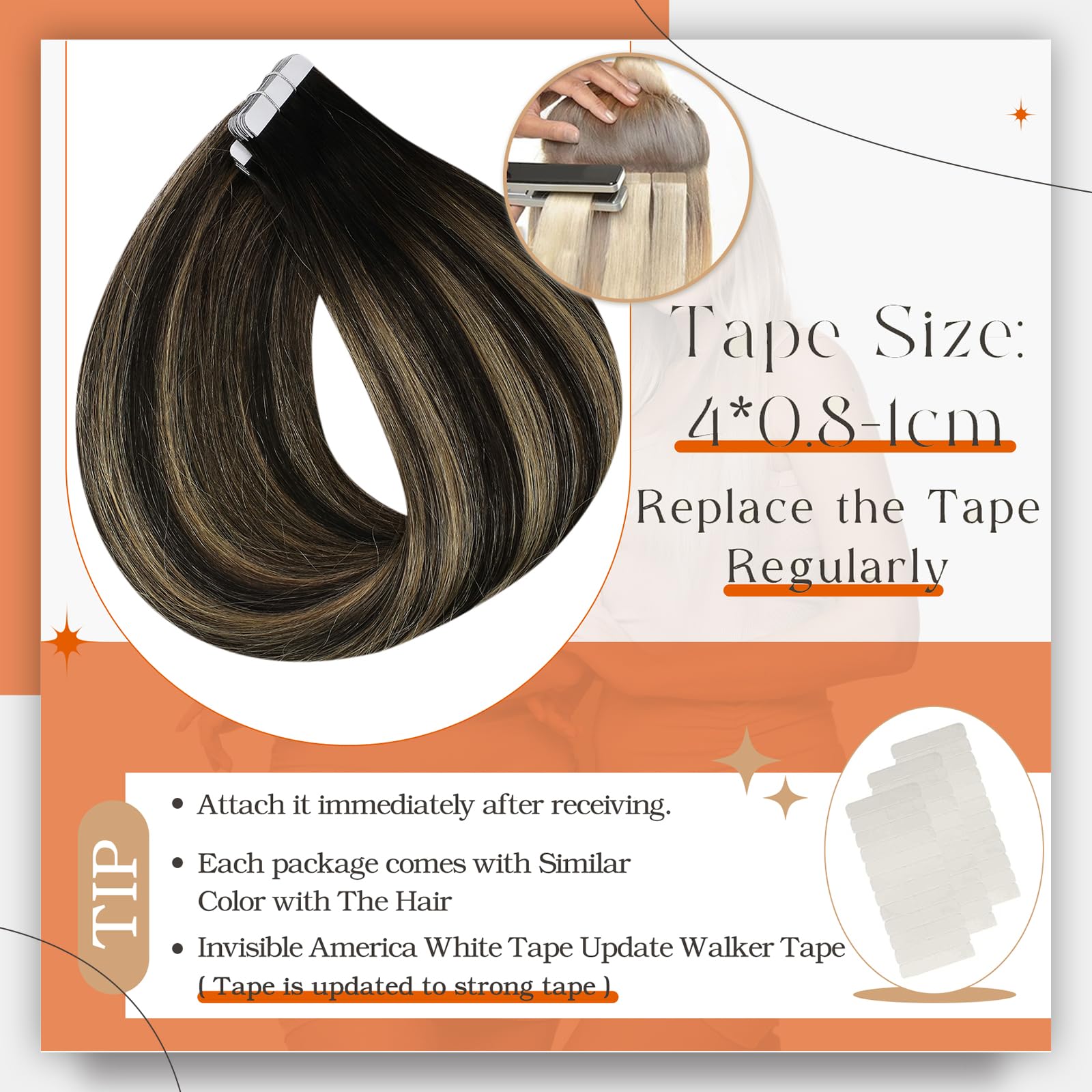 Foto 5 pulgar | Extensiones De Cabello Humano Con Cinta Adhesiva Full Shine, 22 Cm, 50 G - Venta Internacional.