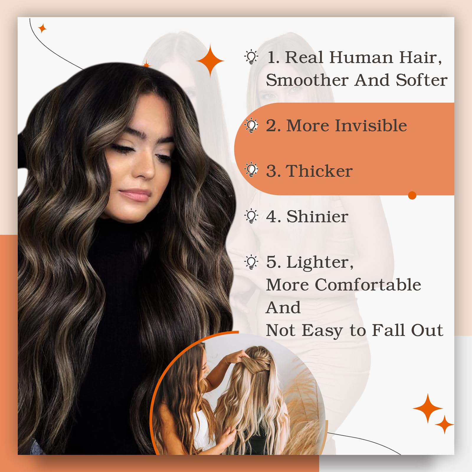 Foto 8 pulgar | Extensiones De Cabello Humano Con Cinta Adhesiva Full Shine, 22 Cm, 50 G - Venta Internacional.