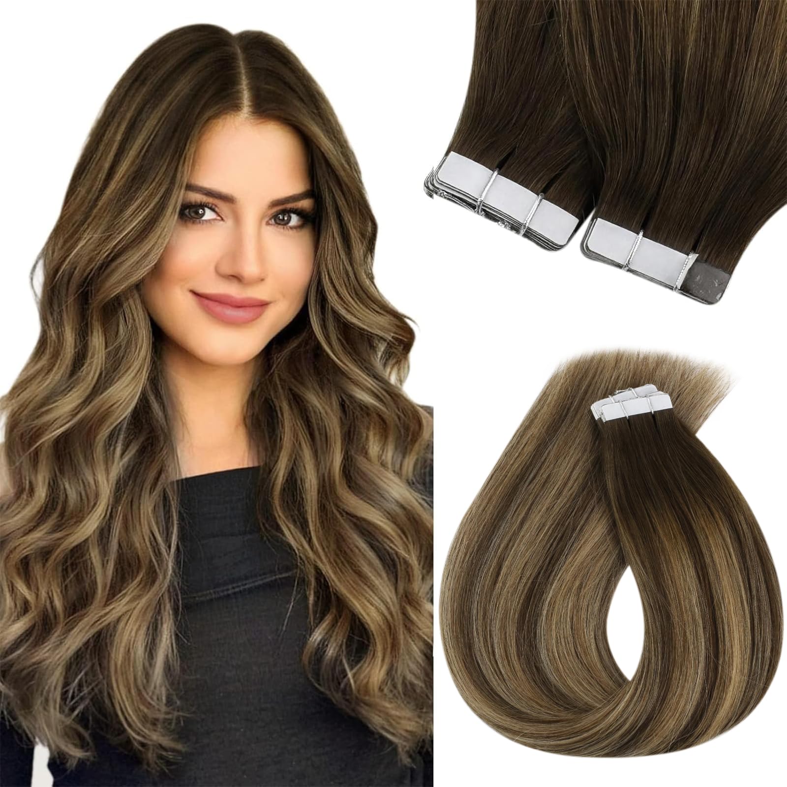 Foto 2 pulgar | Extensiones De Cabello Con Cinta Adhesiva Sunny Hair Balayage Brown #4 Mix #27 - Venta Internacional.