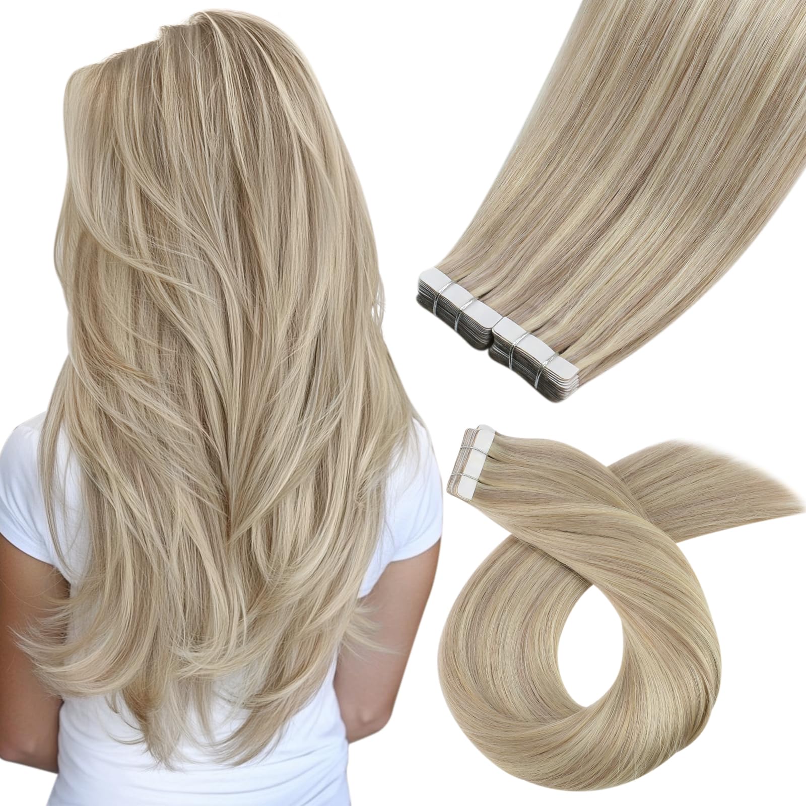 Foto 2 pulgar | Extensiones De Cabello Con Cinta Adhesiva Moresoo Blonde, 12 Pulgadas, 40 Piezas, 60 G, #18 /613 - Venta Internacional.