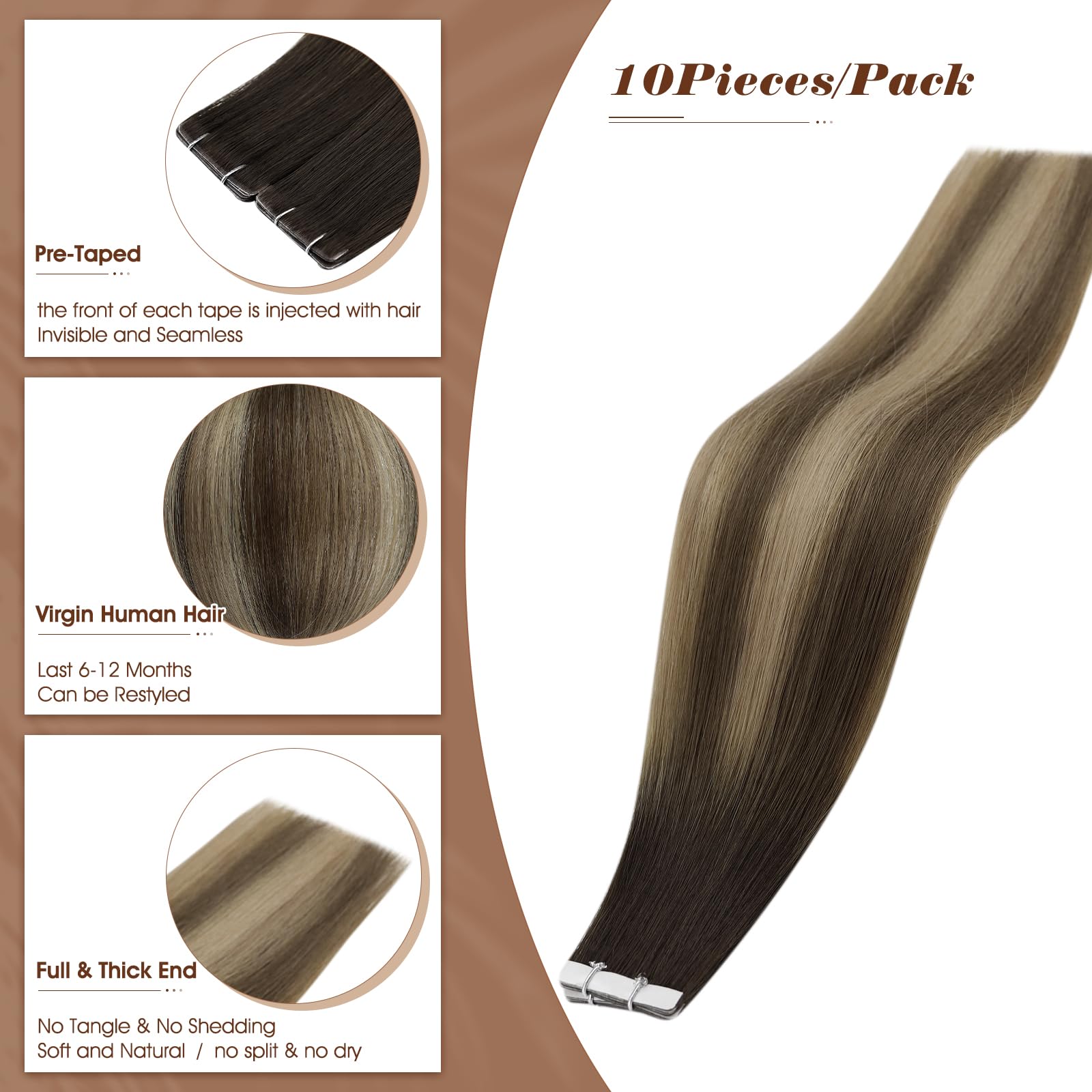 Foto 2 | Cinta De Inyección Full Shine Balayage Para Extensiones De Cabello, 20 Cm - Venta Internacional.