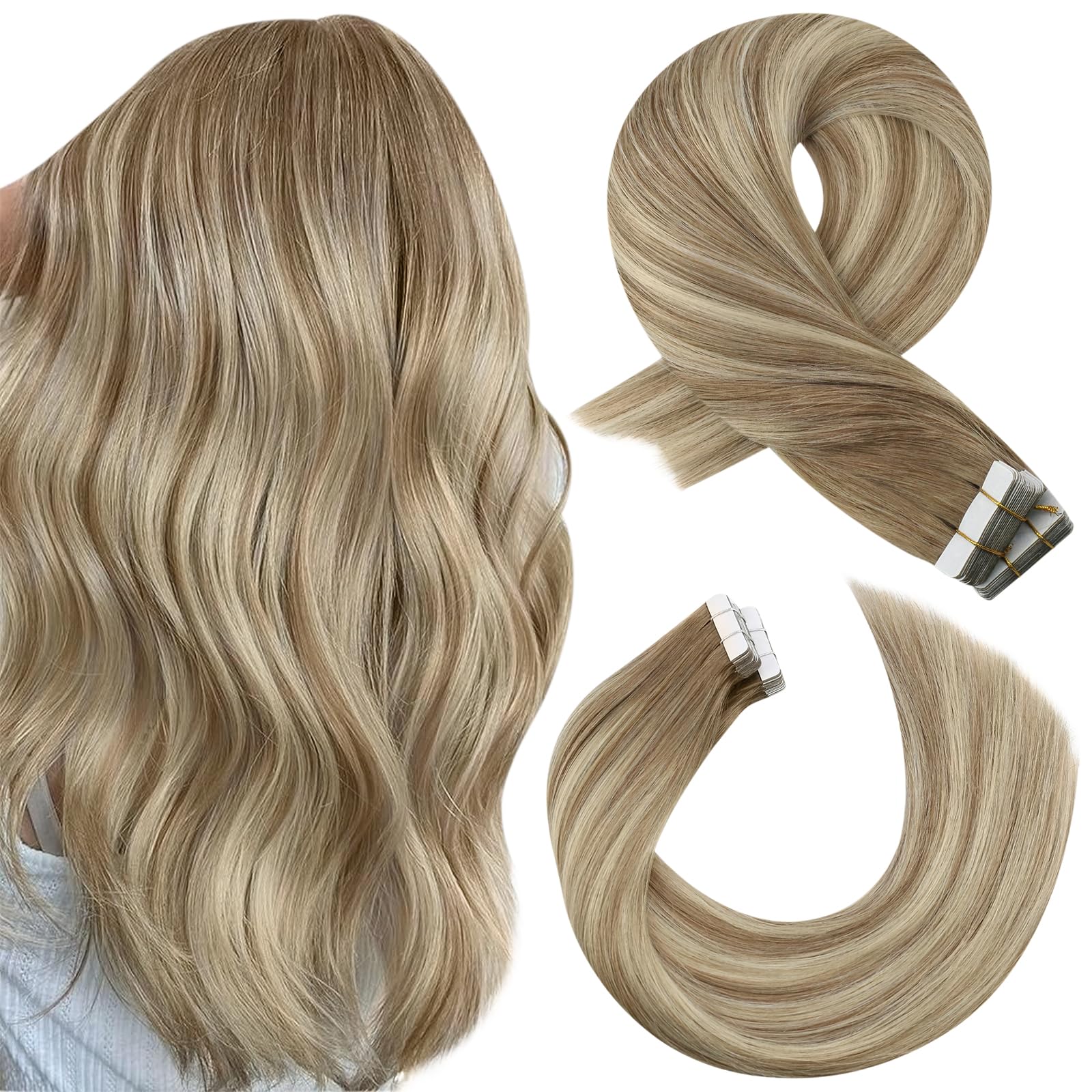 Foto 2 pulgar | Extensiones De Cabello Humano Moresoo Balayage Con Cinta Adhesiva, 50 Cm - Venta Internacional.