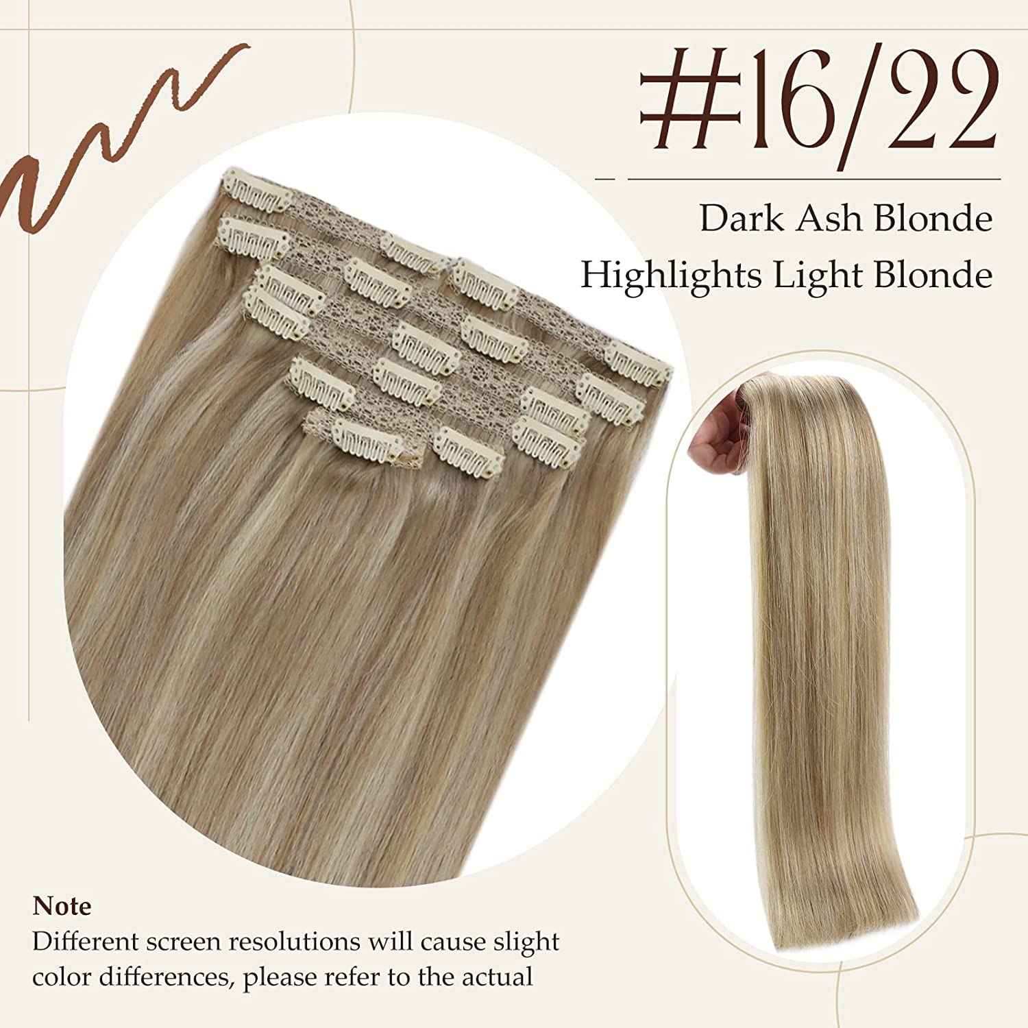Foto 2 | Extensiones De Pelo Con Clip, Pelo Real, Rubio, 100 G, 14 Pulgadas - Venta Internacional.