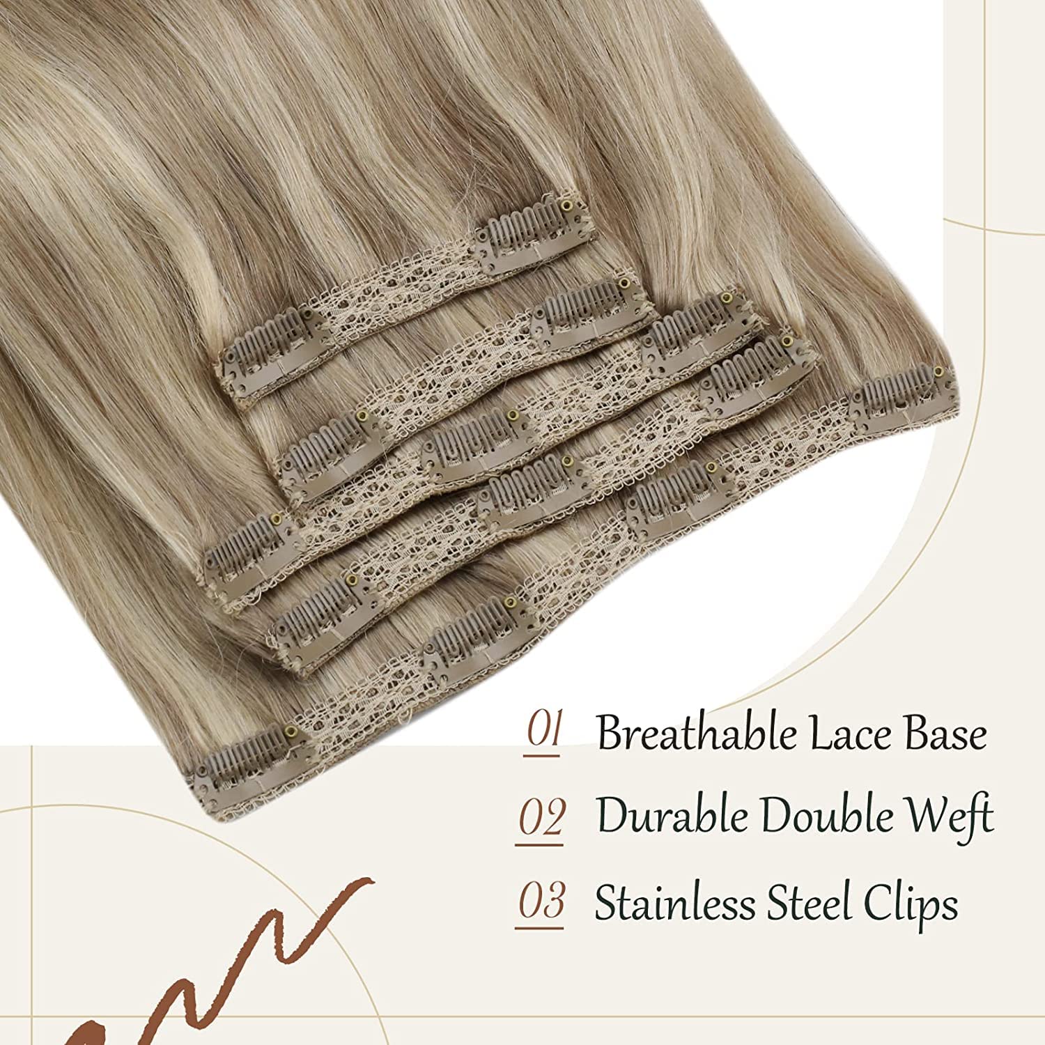 Foto 4 | Extensiones De Pelo Con Clip, Pelo Real, Rubio, 100 G, 14 Pulgadas - Venta Internacional.