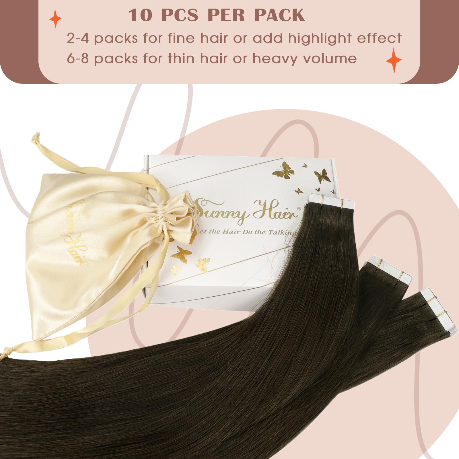 Foto 4 pulgar | Extensiones De Cabello Con Cinta Adhesiva, Cabello Humano Castaño Oscuro - Venta Internacional.