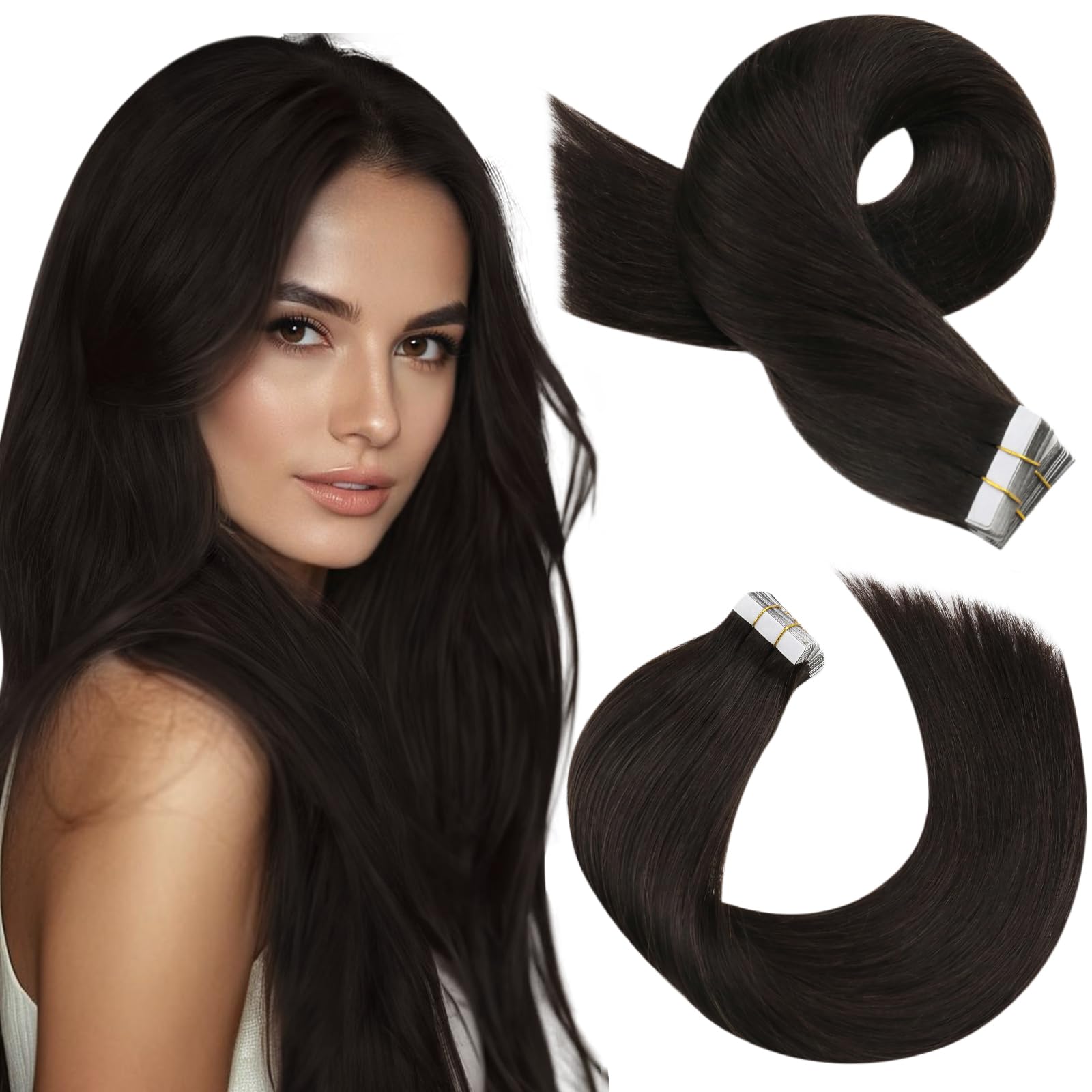 Foto 2 pulgar | Extensiones De Cabello Con Cinta Adhesiva Moresoo Brown, 50 G, 20 Cm, Cabello Humano Remy - Venta Internacional.
