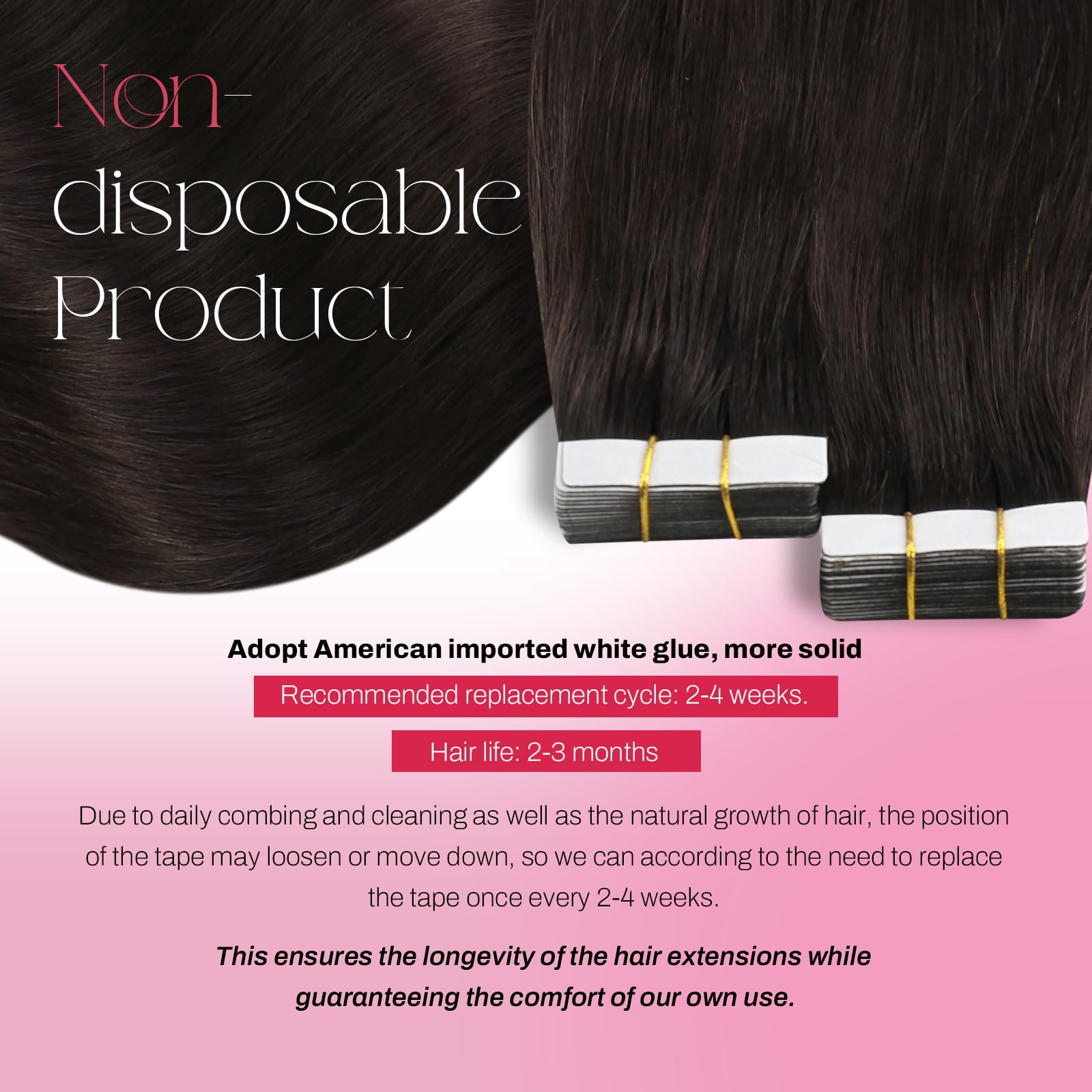 Foto 3 | Extensiones De Cabello Con Cinta Adhesiva Moresoo Brown, 50 G, 20 Cm, Cabello Humano Remy - Venta Internacional.