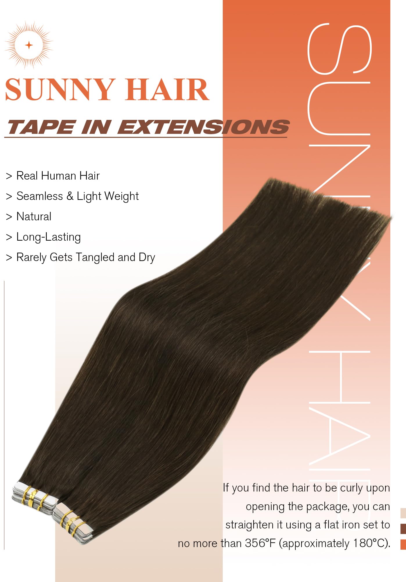 Foto 3 pulgar | Extensiones De Cabello Con Cinta Adhesiva, Cabello Humano Castaño Oscuro - Venta Internacional.