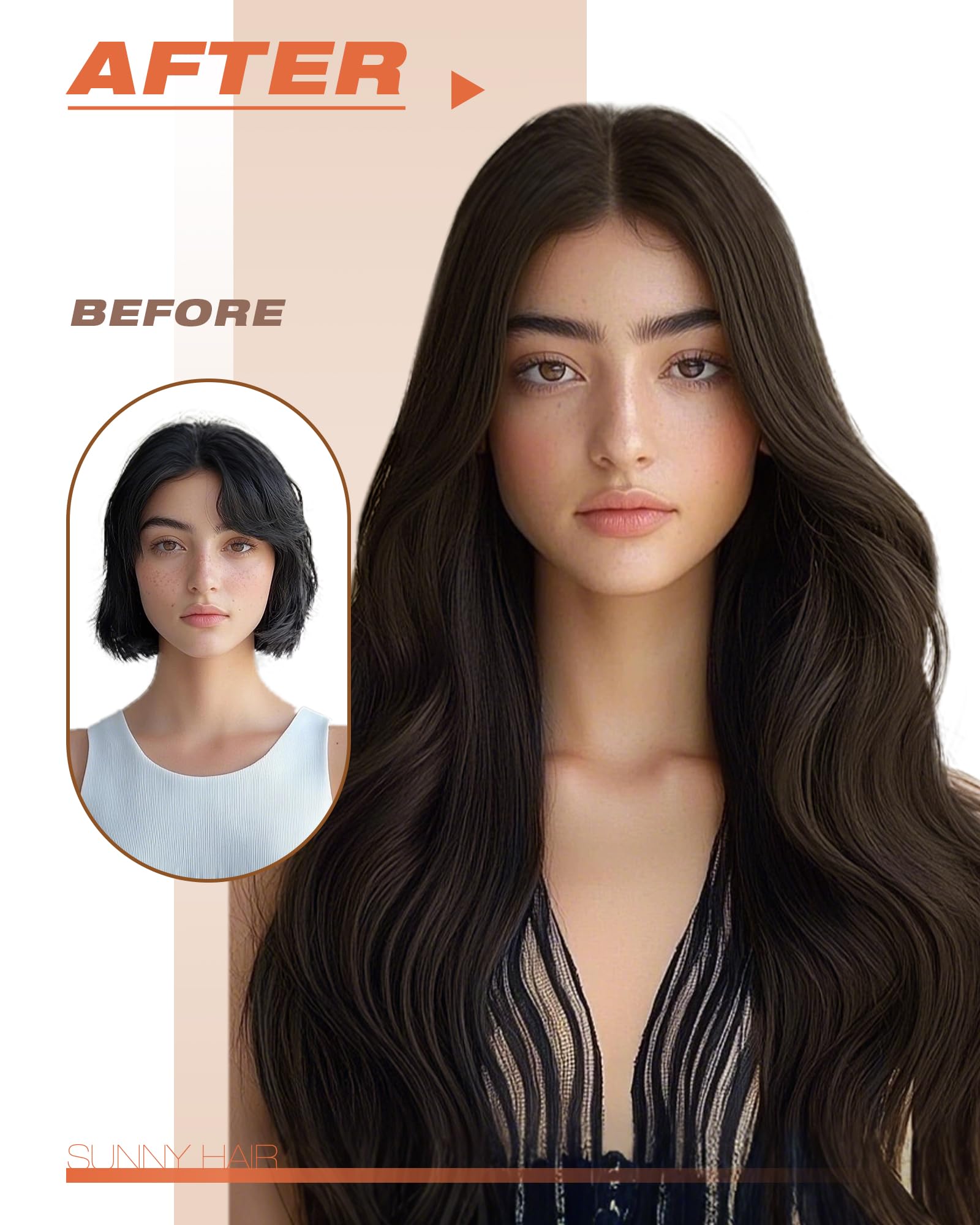 Foto 7 pulgar | Extensiones De Cabello Con Cinta Adhesiva, Cabello Humano Castaño Oscuro - Venta Internacional.