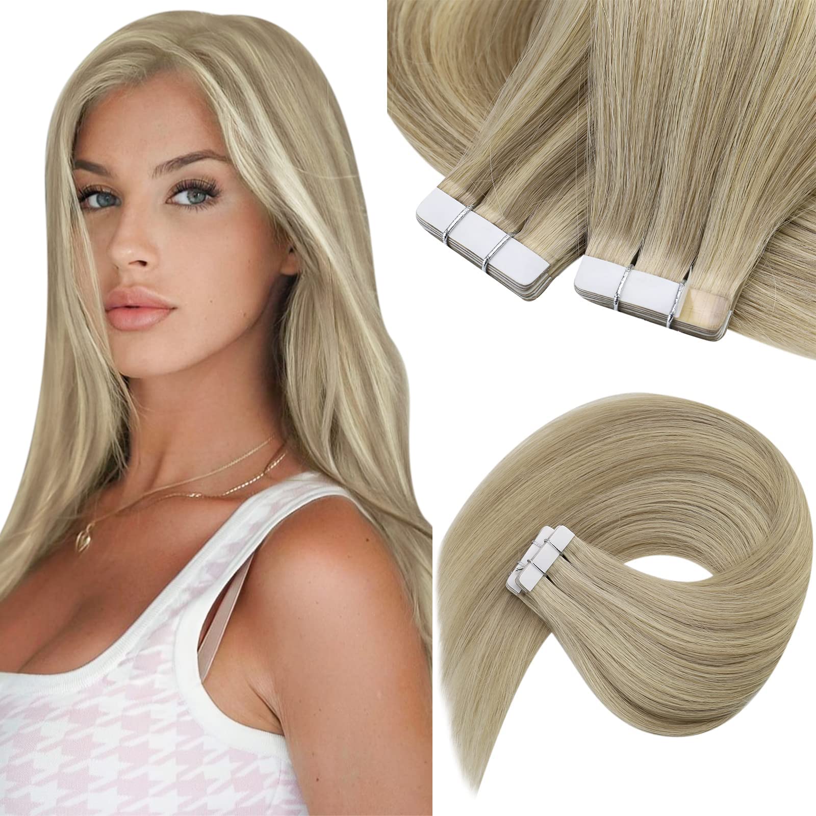 Foto 2 pulgar | Extensiones De Cabello Con Cinta Adhesiva Sunny Human Hair Blonde, 50 G, 20 Unidades - Venta Internacional.