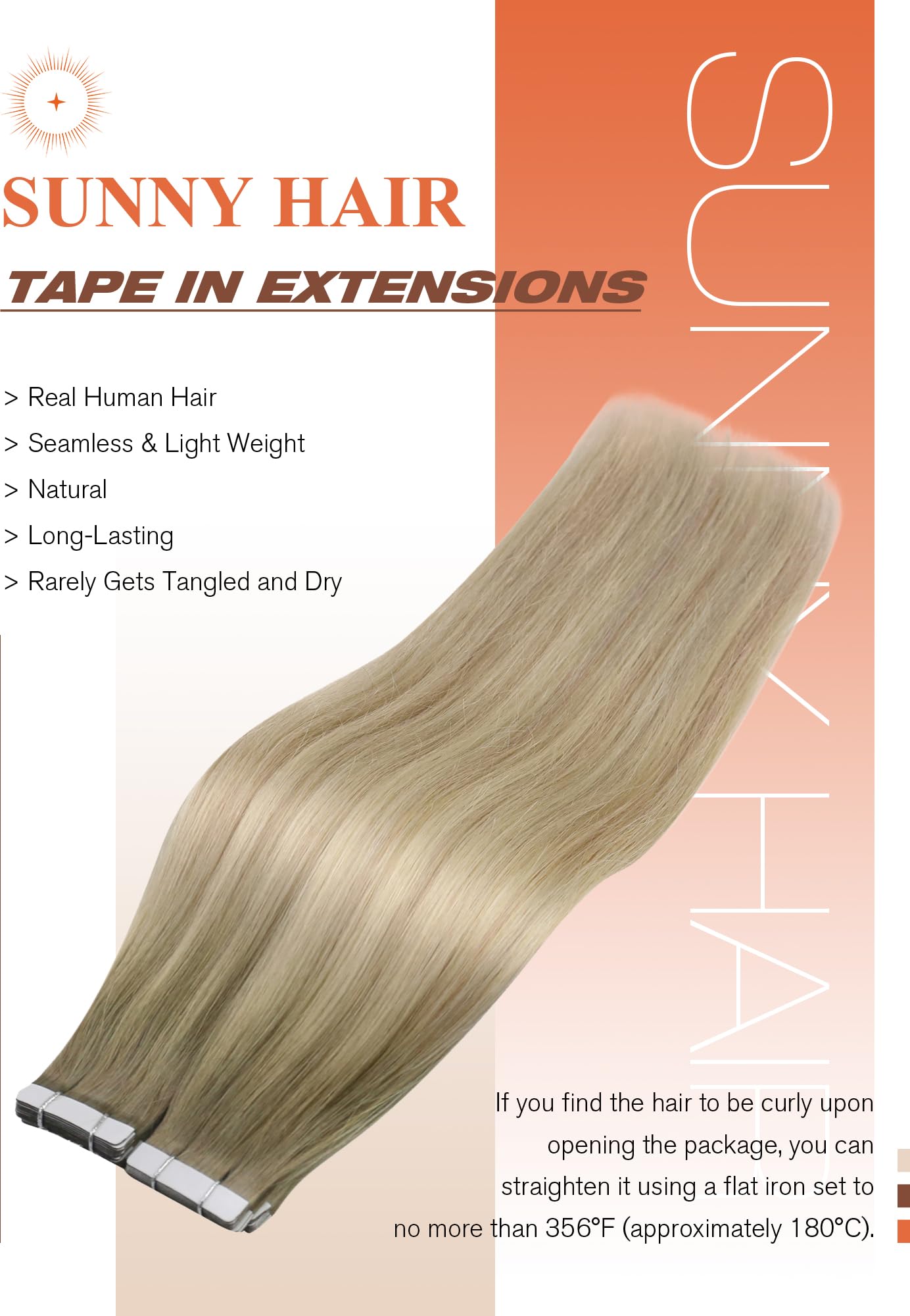 Foto 3 pulgar | Extensiones De Cabello Sunny Hair Tape En Tono Rubio Ceniza Degradado, 50 G - Venta Internacional.