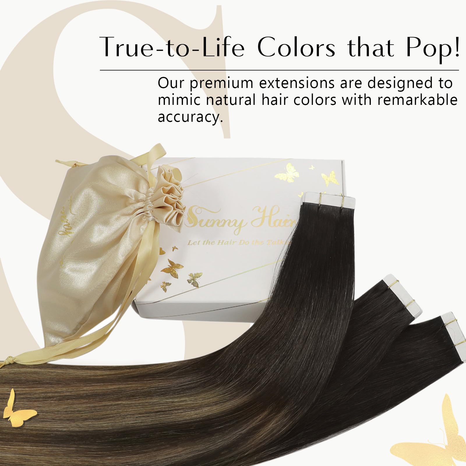 Foto 3 pulgar | Cinta Adhesiva Sunny Hair Extensions En Color Negro Degradado, 14 Pulgadas, 50 G - Venta Internacional.