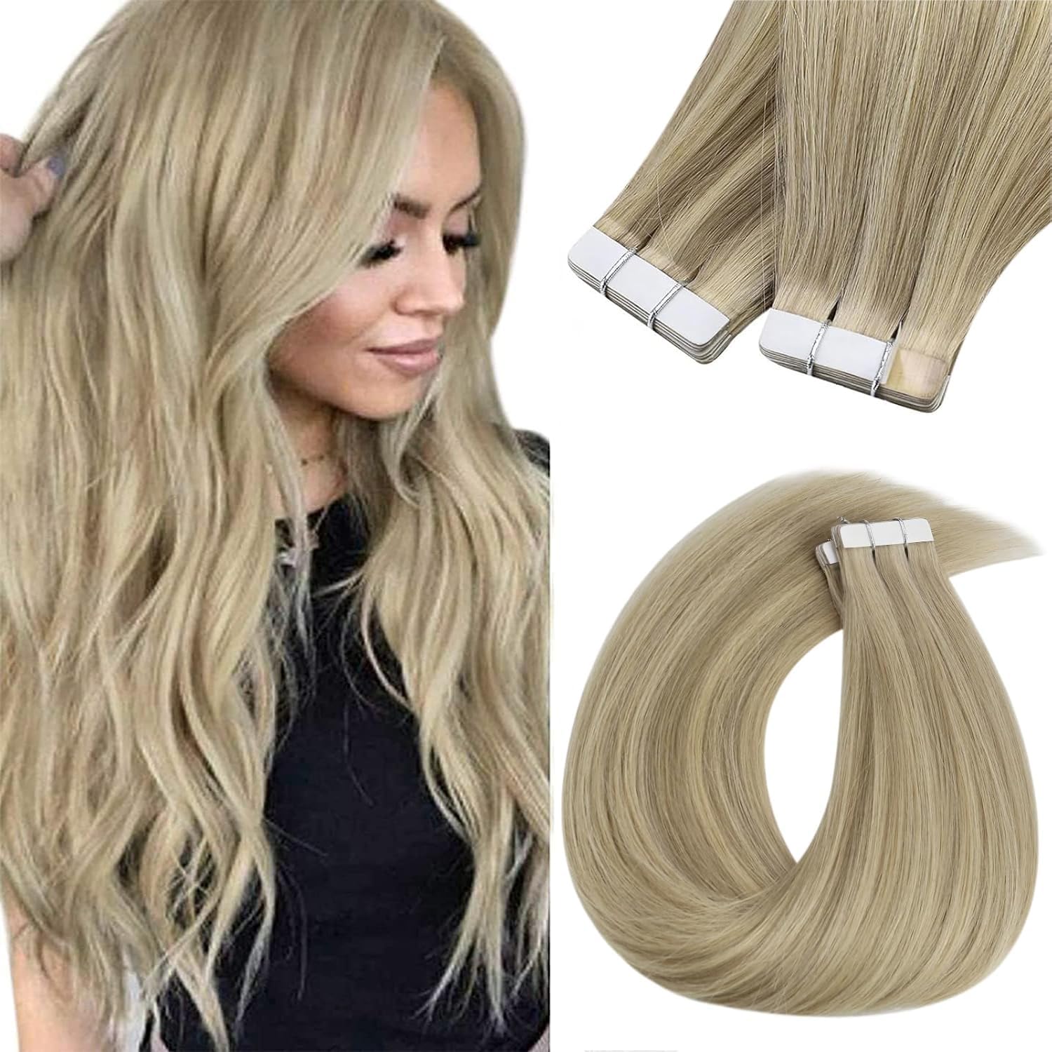 Foto 2 pulgar | Extensiones De Pelo Con Cinta Adhesiva Sunny Hair Golden Blonde 60 Cm 50 G - Venta Internacional.