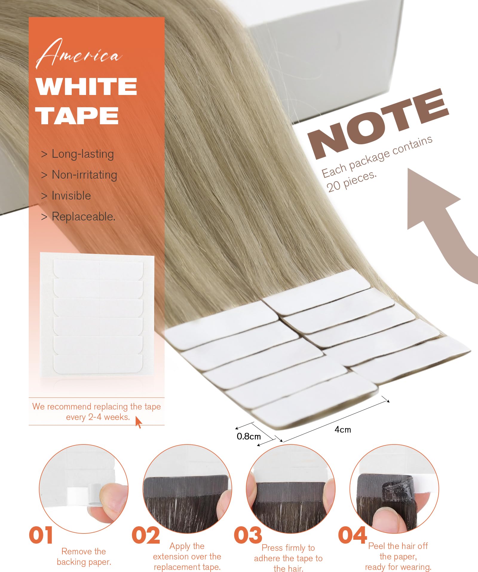 Foto 4 pulgar | Extensiones De Pelo Con Cinta Adhesiva Sunny Hair Golden Blonde 60 Cm 50 G - Venta Internacional.