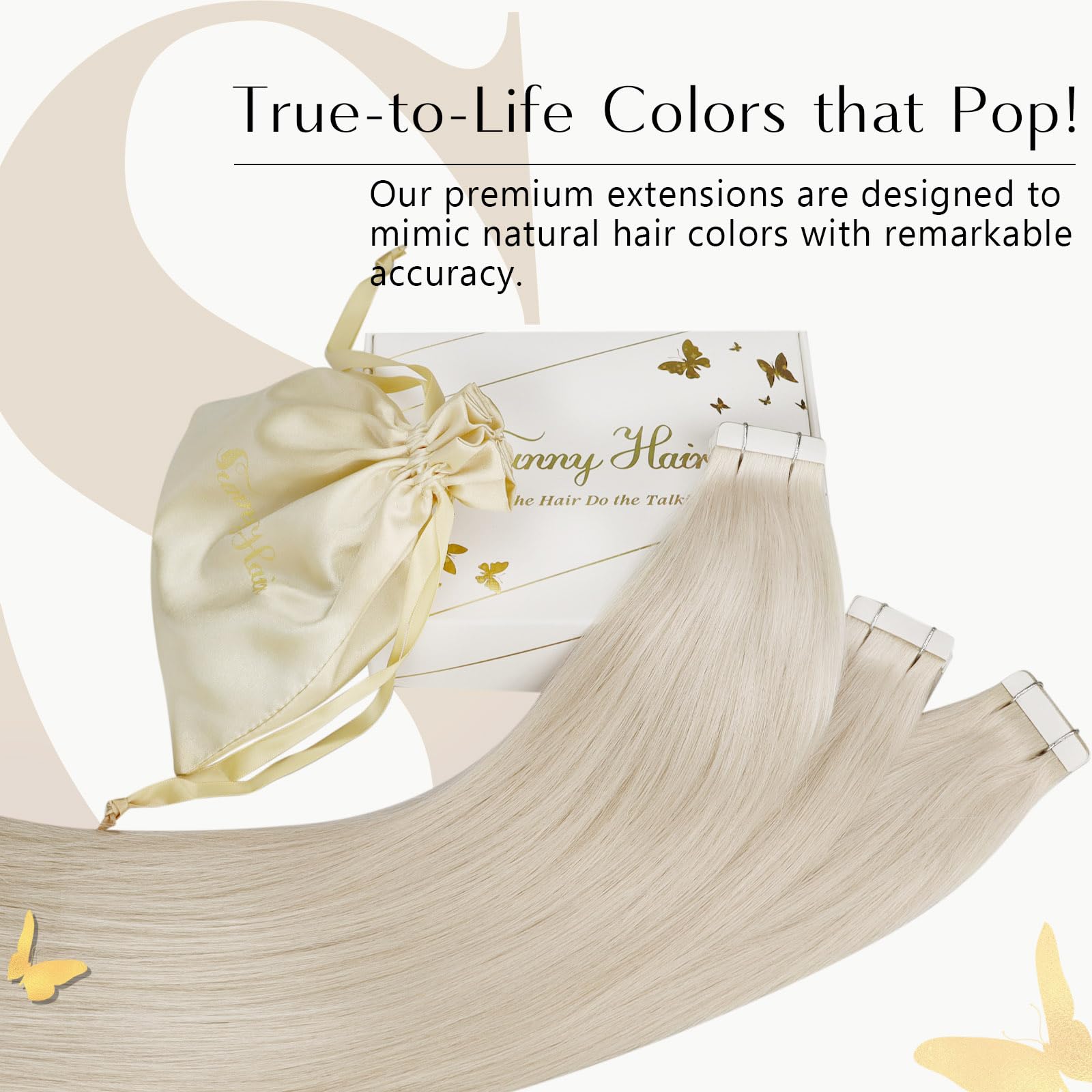 Foto 3 pulgar | Extensiones De Cabello Sunny Hair Tape En Rubio Platino #60 - Venta Internacional.