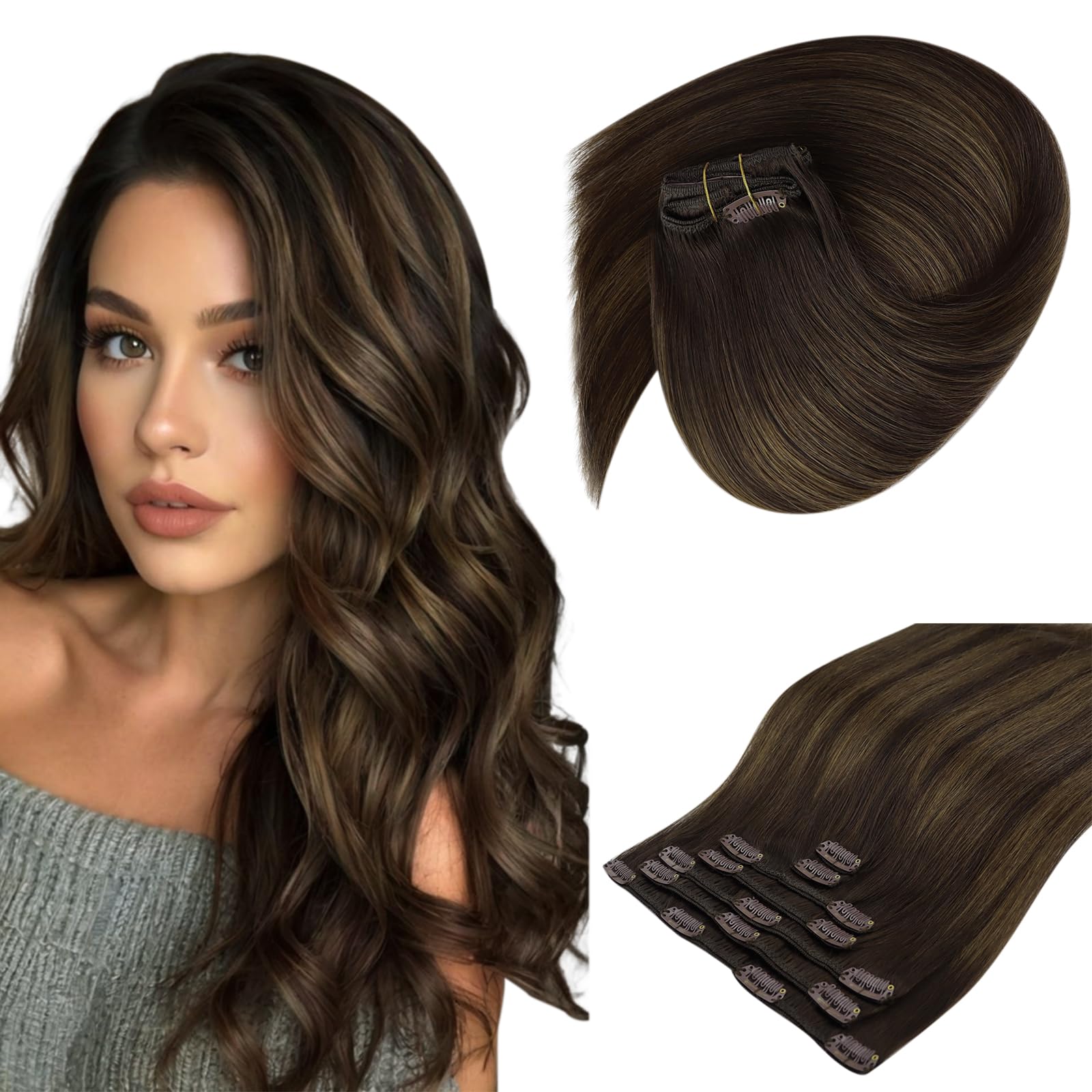 Foto 2 pulgar | Extensiones De Cabello Liso Con Clip, Cabello Humano Liso, 40 Cm - Venta Internacional.