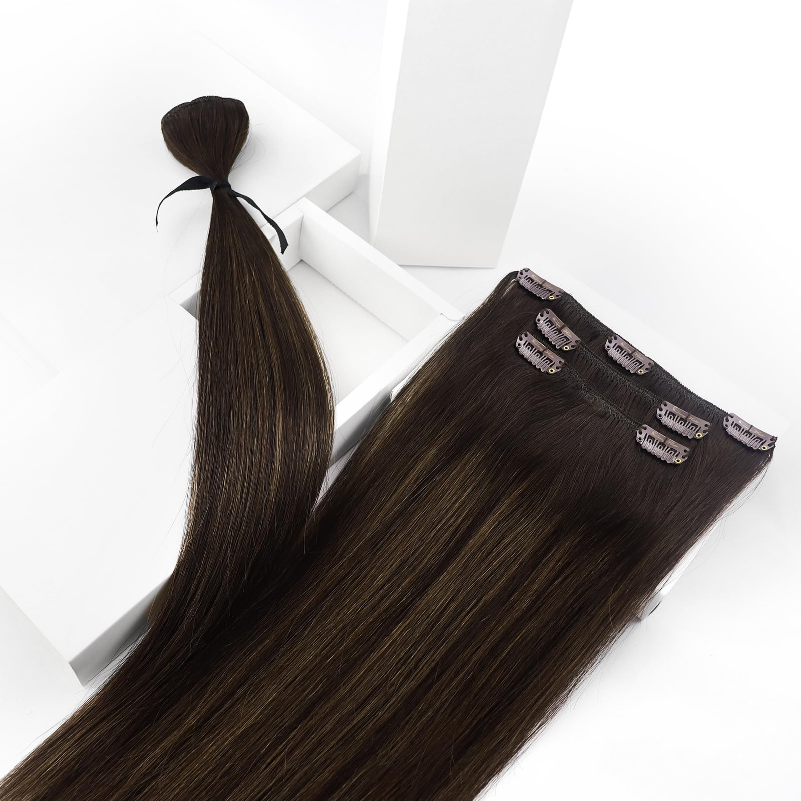 Foto 8 pulgar | Extensiones De Cabello Liso Con Clip, Cabello Humano Liso, 40 Cm - Venta Internacional.