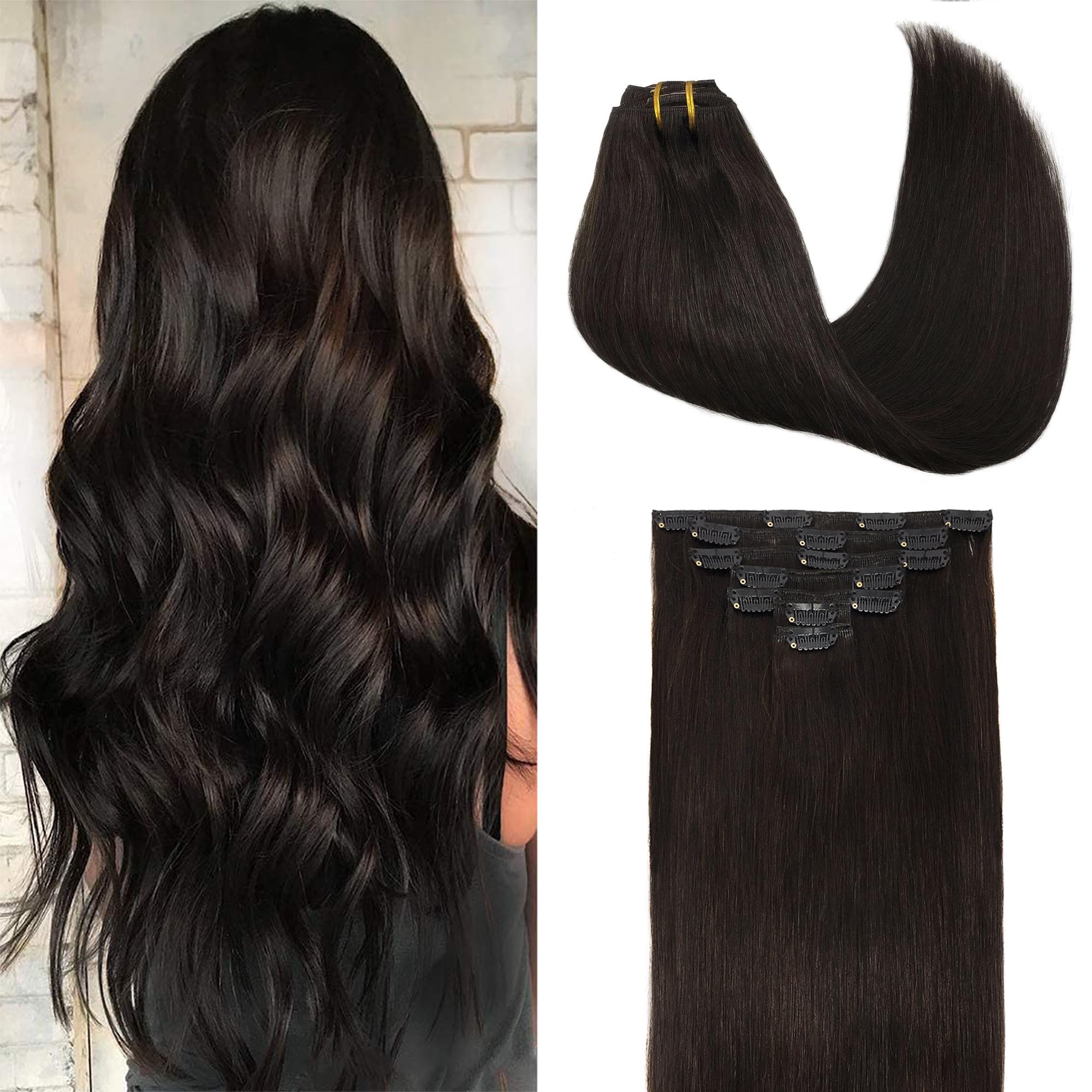 Foto 2 pulgar | Extensiones De Cabello Goo Goo, Cabello Humano Real, 18 Cm, 120 G, 7 Unidades, Marrón Oscuro - Venta Internacional.