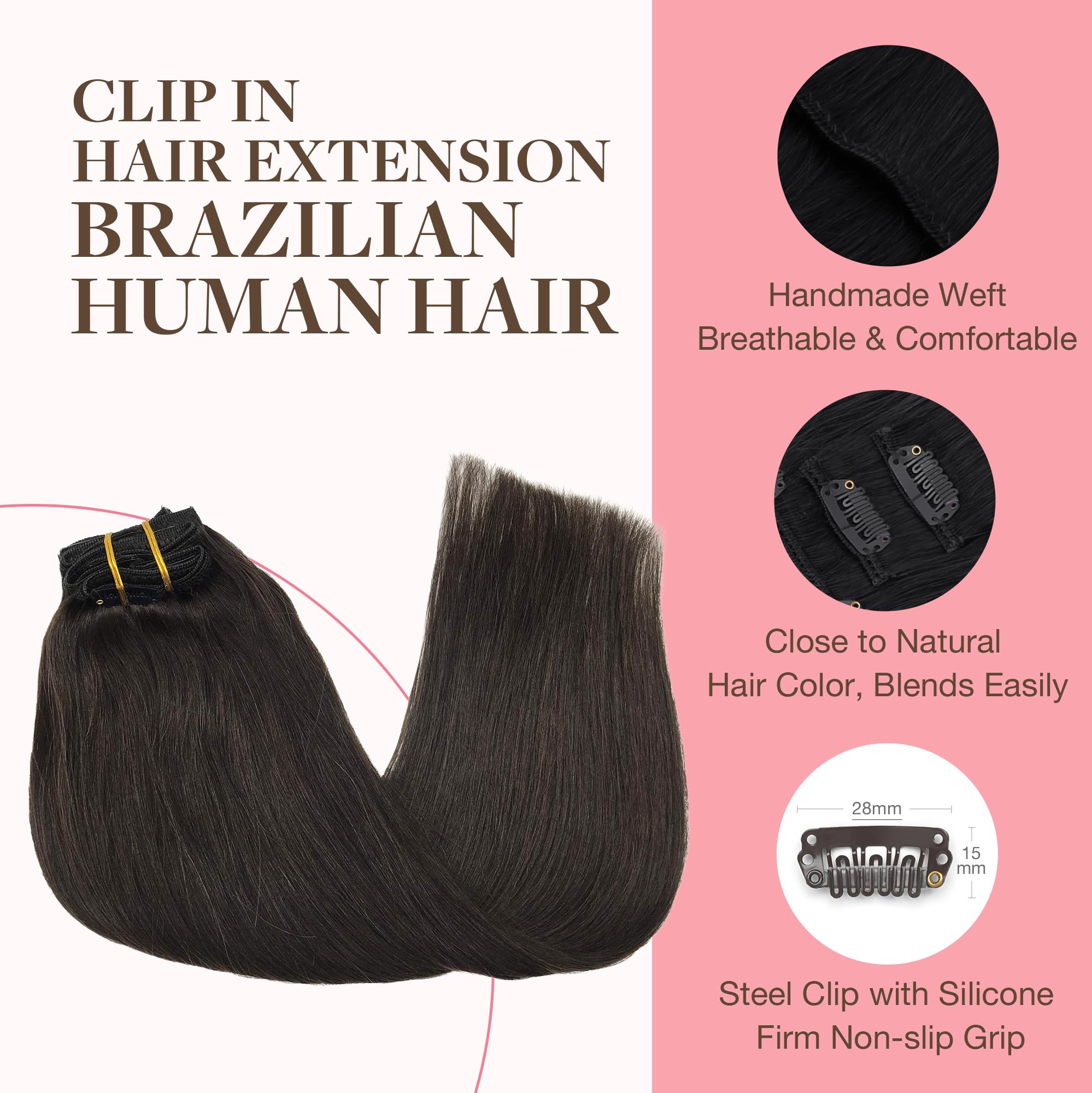 Foto 4 pulgar | Extensiones De Cabello Goo Goo, Cabello Humano Real, 18 Cm, 120 G, 7 Unidades, Marrón Oscuro - Venta Internacional.