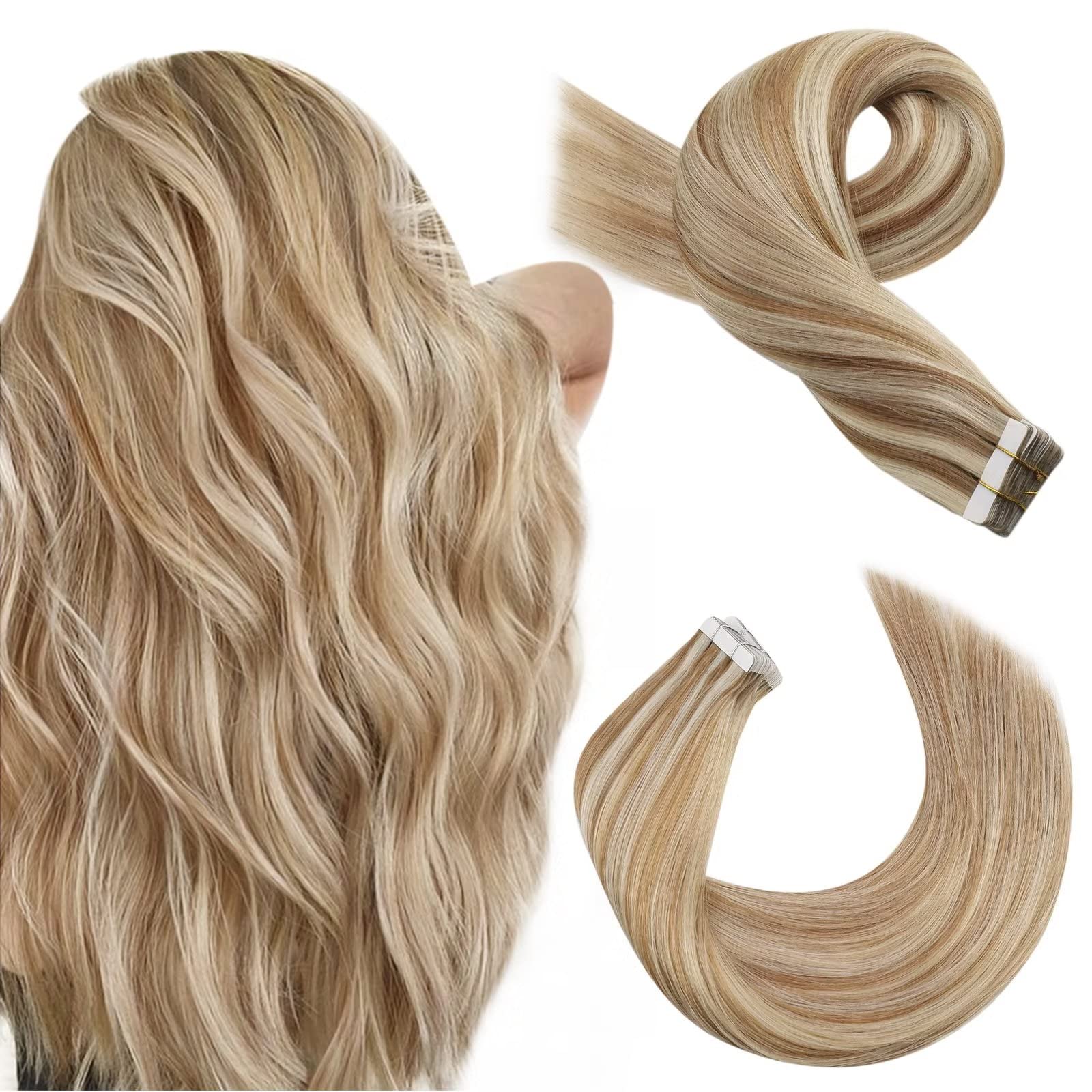 Foto 2 pulgar | Extensiones De Cabello Humano Rubio Moresoo Con Cinta Adhesiva, 16 Pulgadas - Venta Internacional.