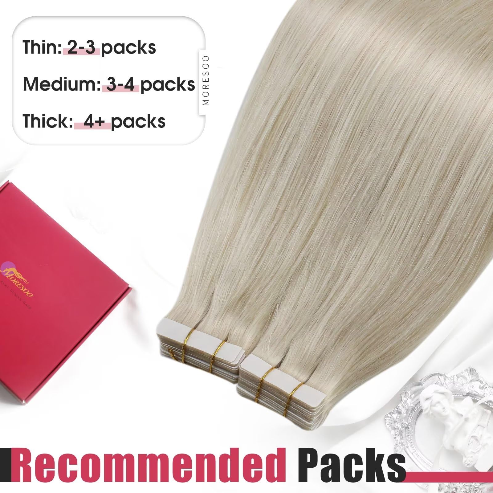 Foto 8 pulgar | Extensiones De Cabello Moresoo Blonde Tape En Cabello Humano, 50 G, 20 Cm - Venta Internacional.