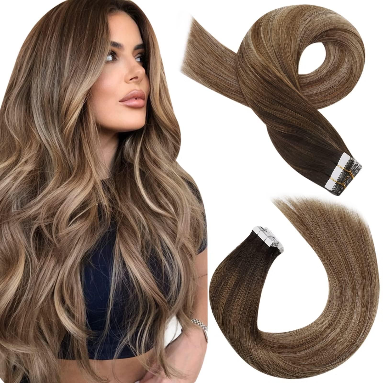 Foto 2 pulgar | Extensiones De Cabello Humano Con Cinta Adhesiva Moresoo Balayage 22'' #4 /10/16 - Venta Internacional.