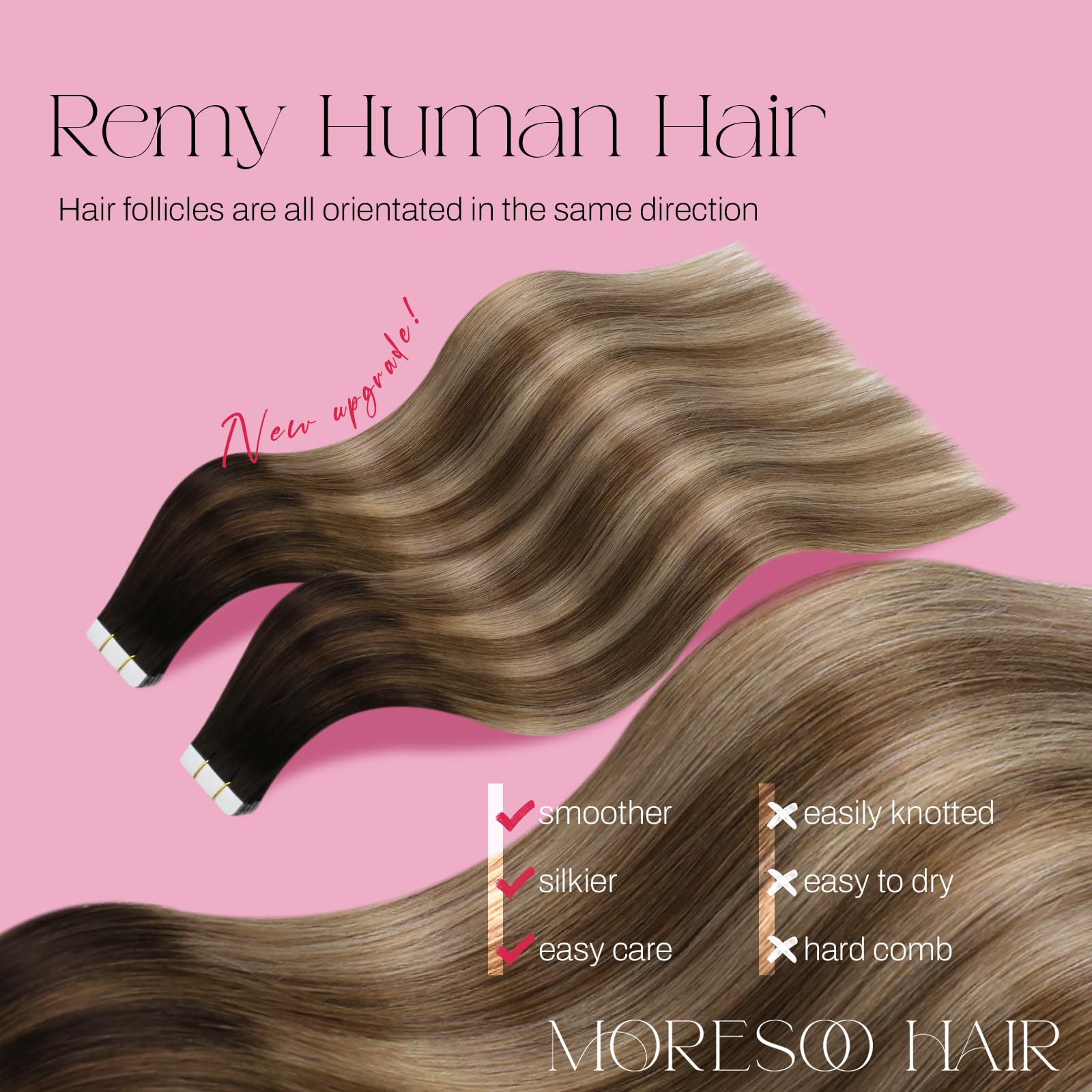 Foto 2 | Extensiones De Cabello Humano Con Cinta Adhesiva Moresoo Balayage 22'' #4 /10/16 - Venta Internacional.