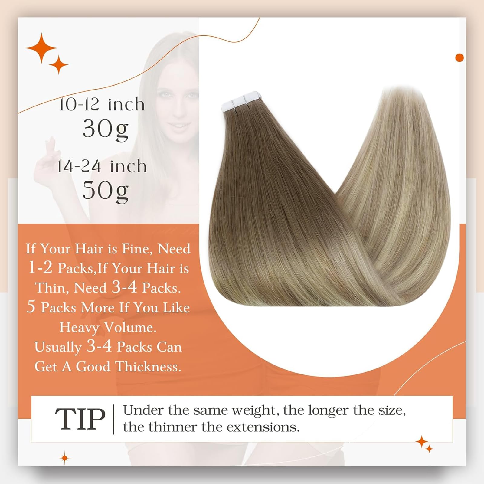Foto 4 pulgar | Extensiones De Cabello Remy Human Hair Full Shine De 14 Pulgadas Con Cinta Adhesiva - Venta Internacional.
