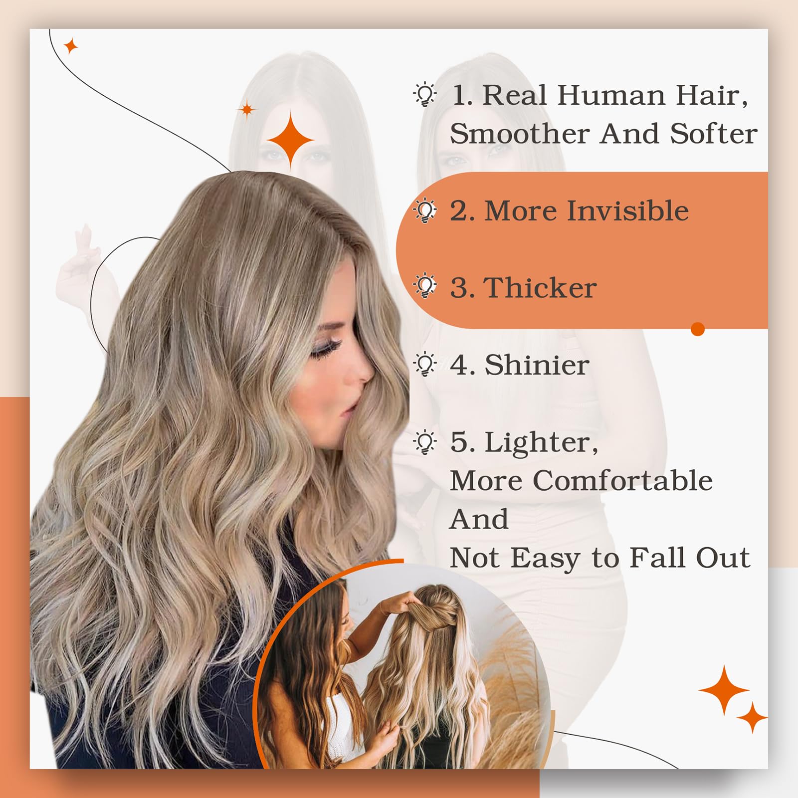 Foto 6 pulgar | Extensiones De Cabello Remy Human Hair Full Shine De 14 Pulgadas Con Cinta Adhesiva - Venta Internacional.
