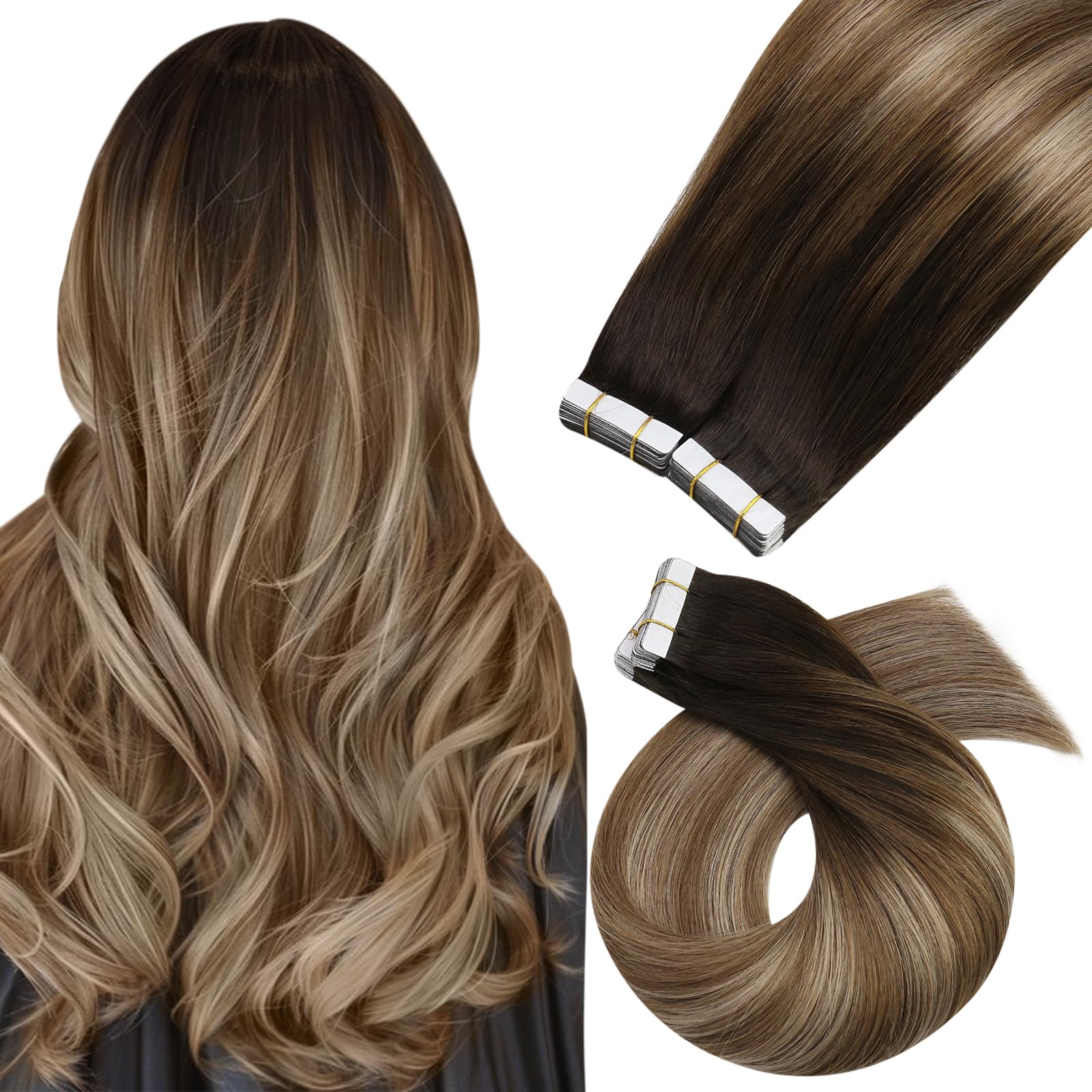 Foto 2 pulgar | Extensiones De Cabello Moresoo Tape En Cabello Humano Marrón De 35 Cm, 100 G - Venta Internacional.