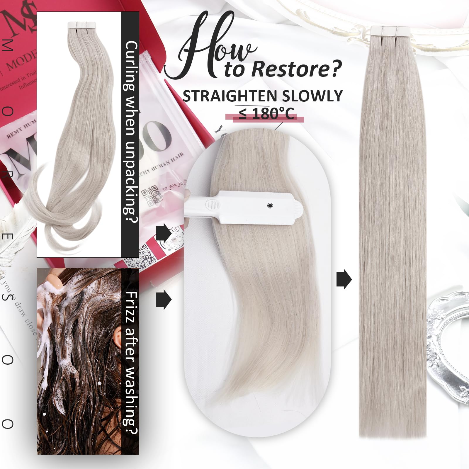Foto 6 pulgar | Extensiones De Pelo Con Cinta Adhesiva Moresoo Blonde 30 Cm, 40 Piezas, 60 G - Venta Internacional.
