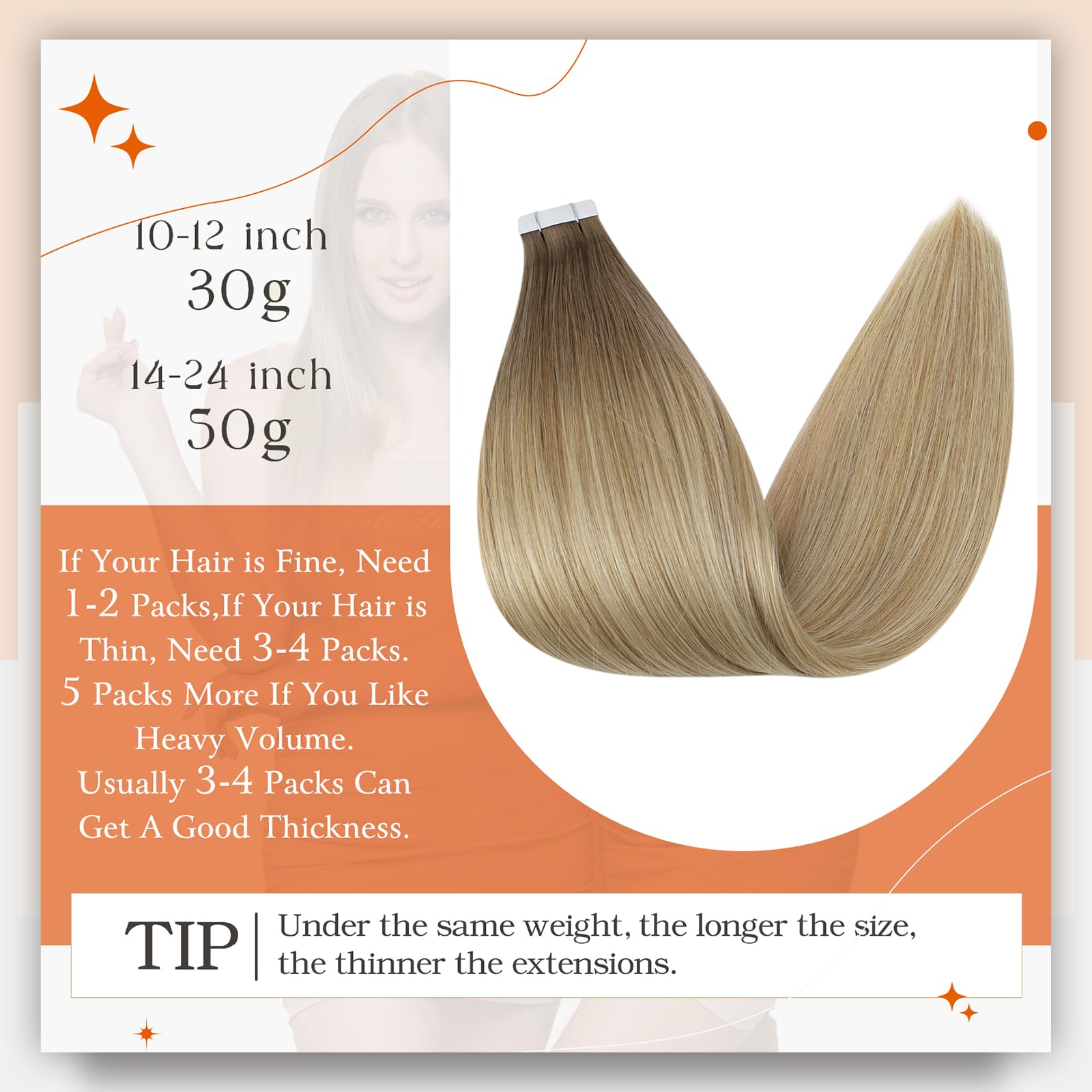 Foto 3 | Extensiones De Cabello Con Cinta Adhesiva Full Shine Balayage Blonde 6/27/60 - Venta Internacional.