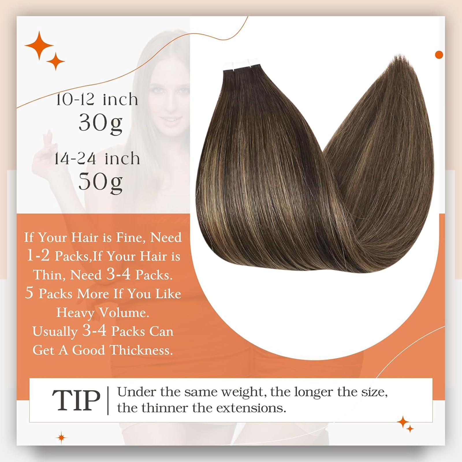 Foto 3 | Extensiones De Cabello Full Shine Tape En Cabello Humano De 50 G Y 20 Cm - Venta Internacional.