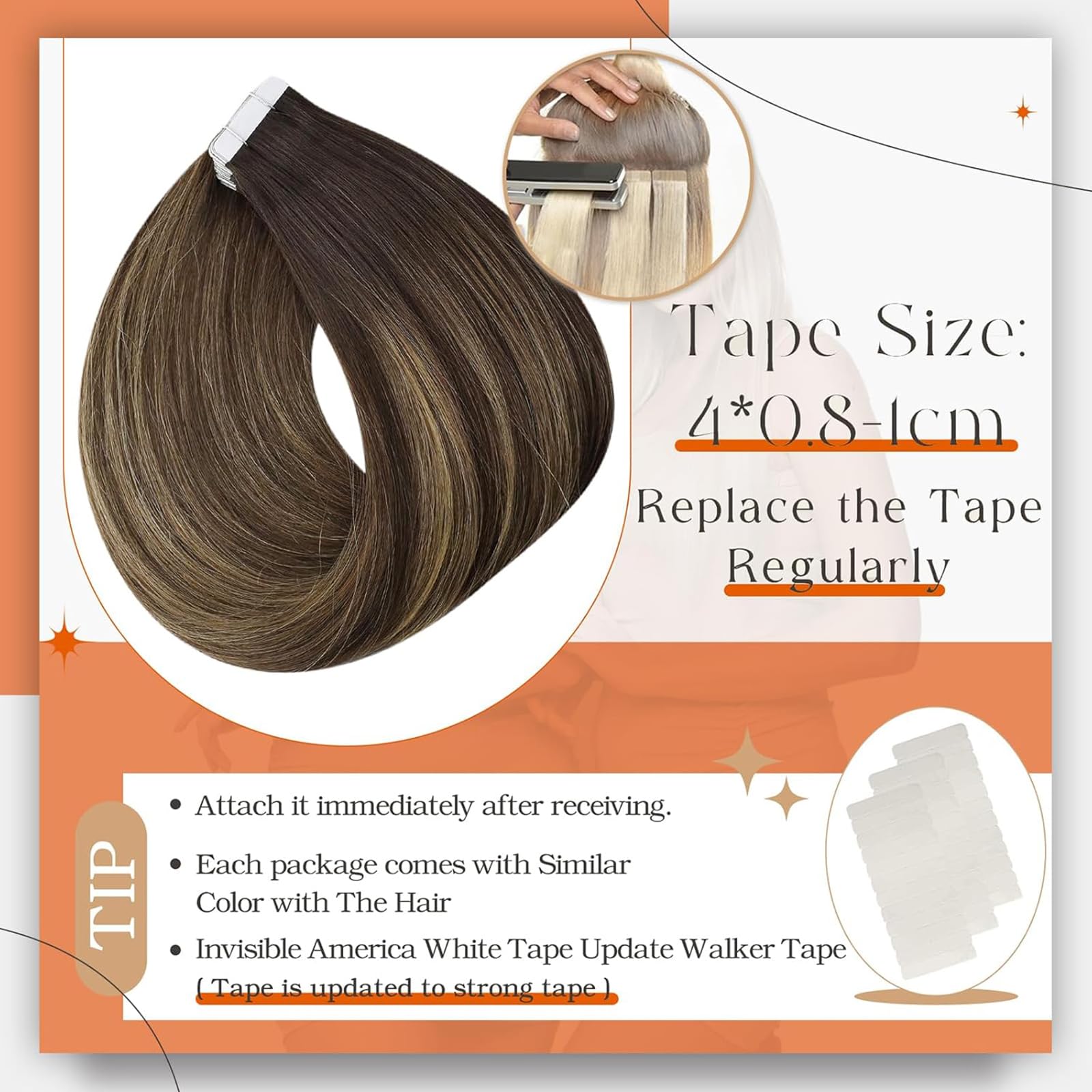 Foto 5 pulgar | Extensiones De Cabello Full Shine Tape En Cabello Humano De 50 G Y 20 Cm - Venta Internacional.