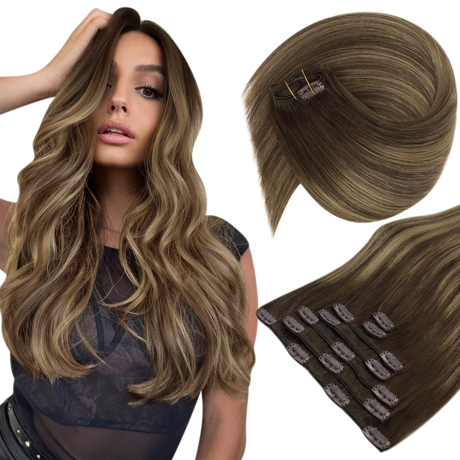 Foto 2 pulgar | Extensiones De Cabello Liso Con Clip, Cabello Humano Liso, 40 Cm - Venta Internacional.