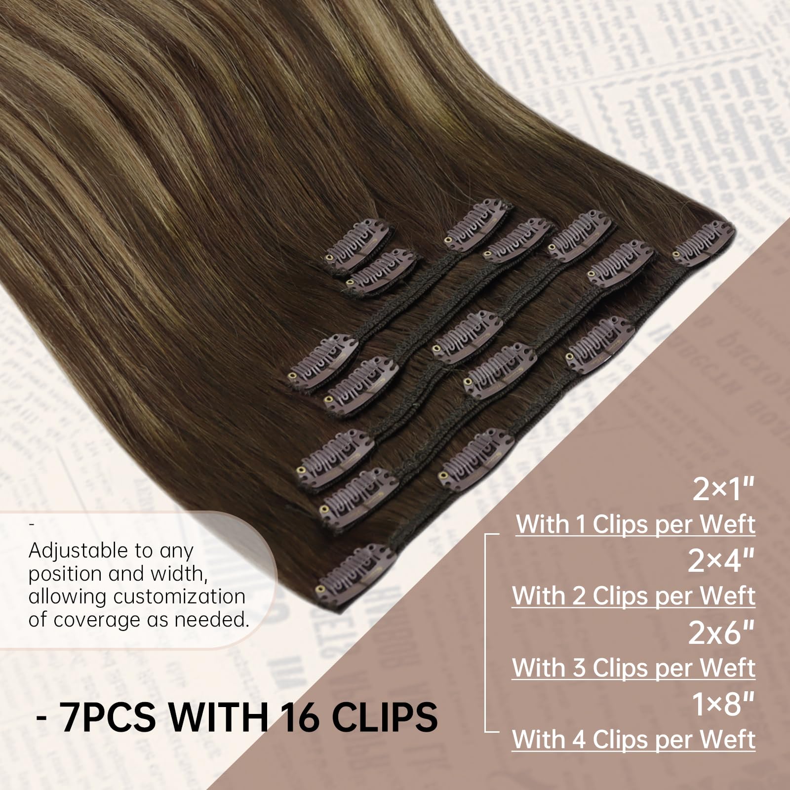 Foto 4 pulgar | Extensiones De Cabello Liso Con Clip, Cabello Humano Liso, 40 Cm - Venta Internacional.