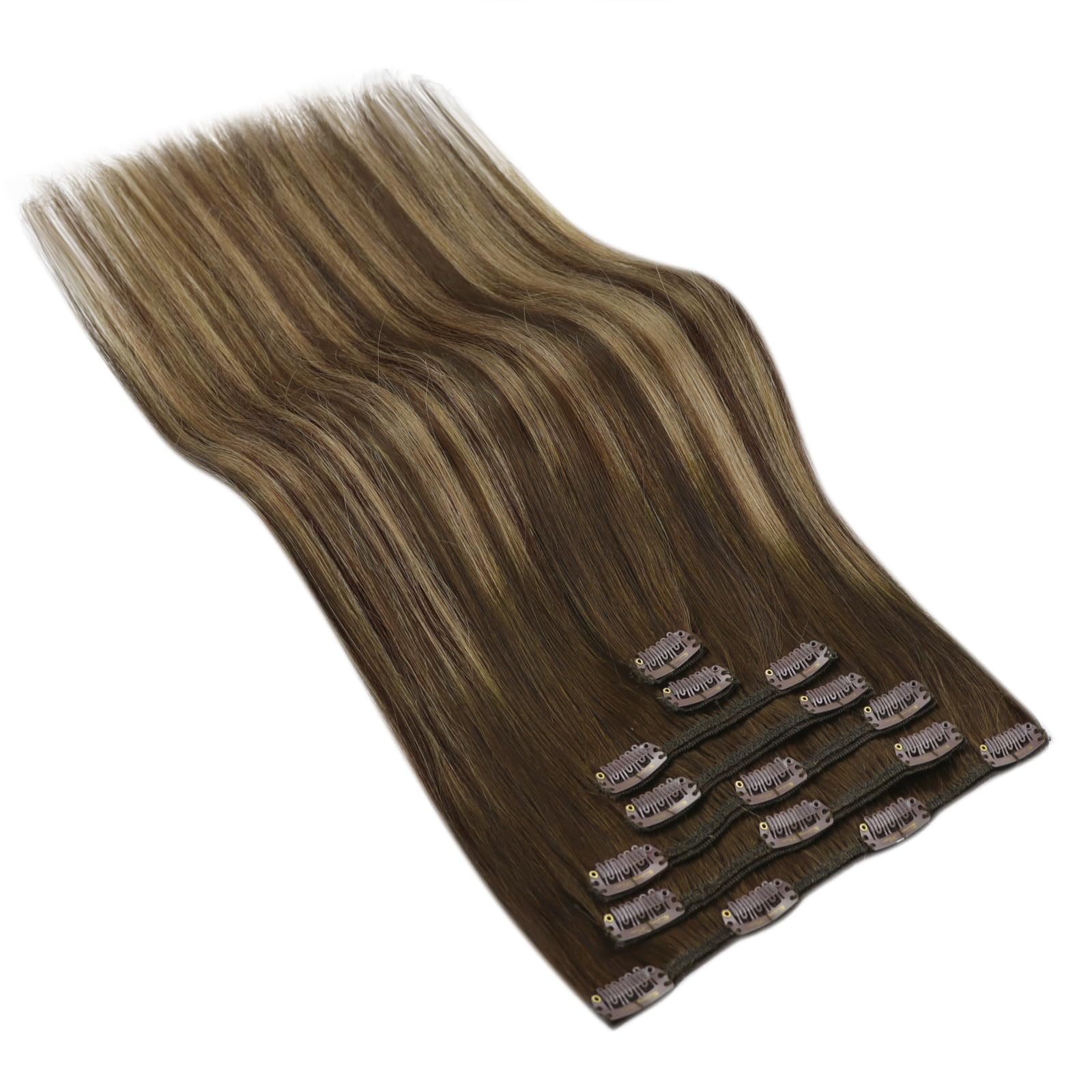 Foto 7 pulgar | Extensiones De Cabello Liso Con Clip, Cabello Humano Liso, 40 Cm - Venta Internacional.