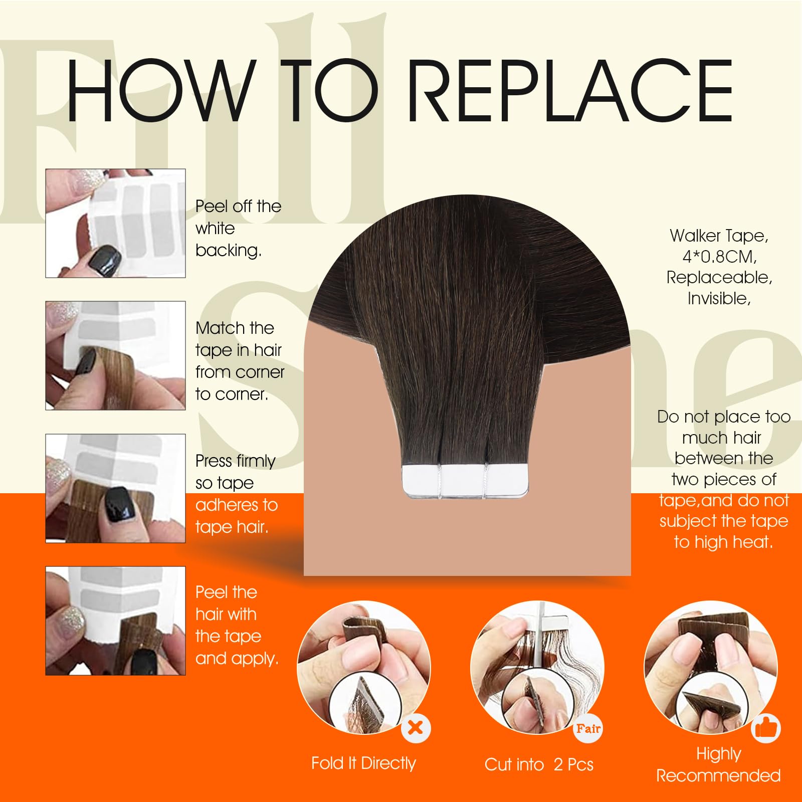 Foto 7 | Extensiones De Cabello Full Shine Con Cinta Adhesiva En Cabello Humano Real De 40 Cm - Venta Internacional.