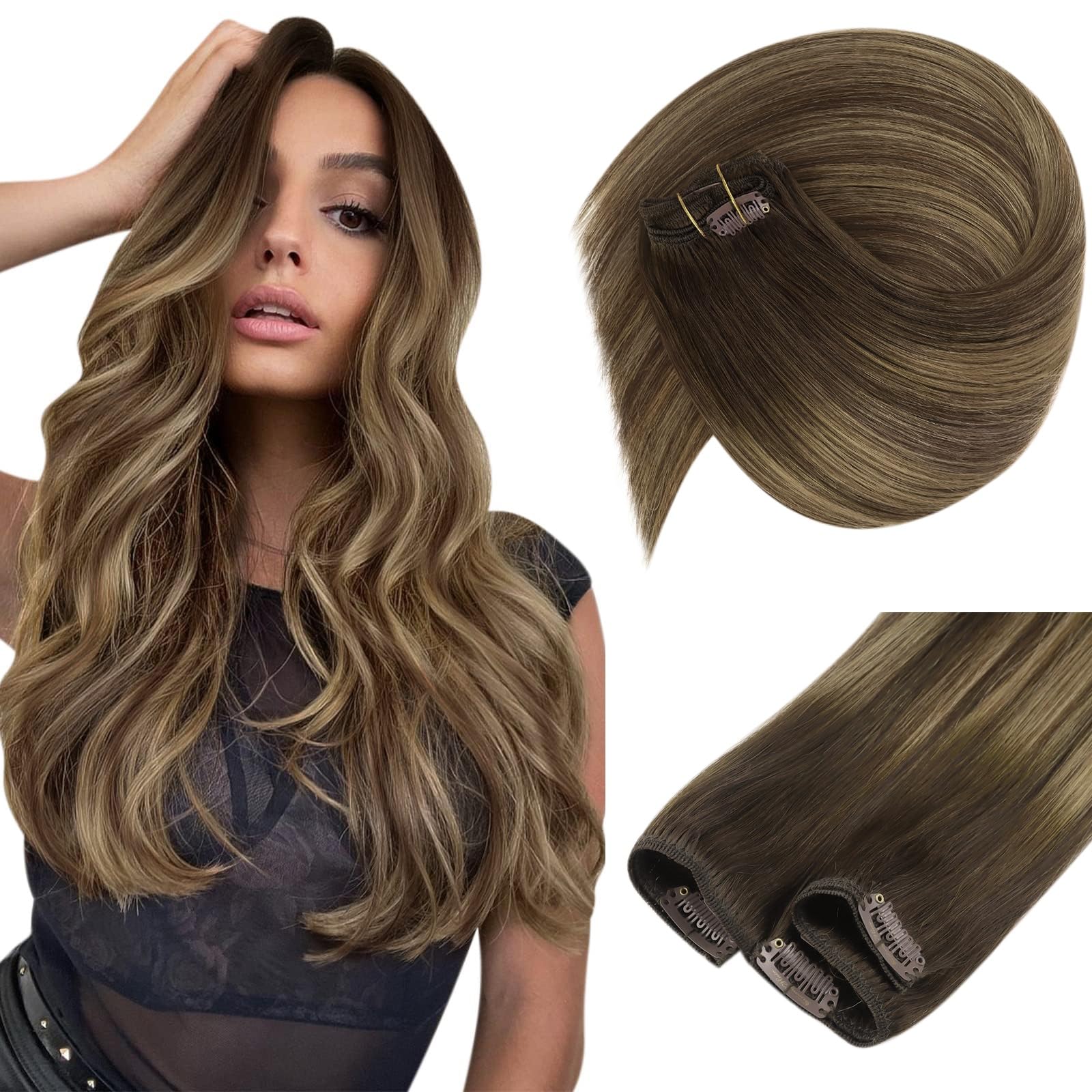 Foto 2 pulgar | Extensiones De Cabello Con Clip, Cabello Humano Liso Y Brillante - Venta Internacional.
