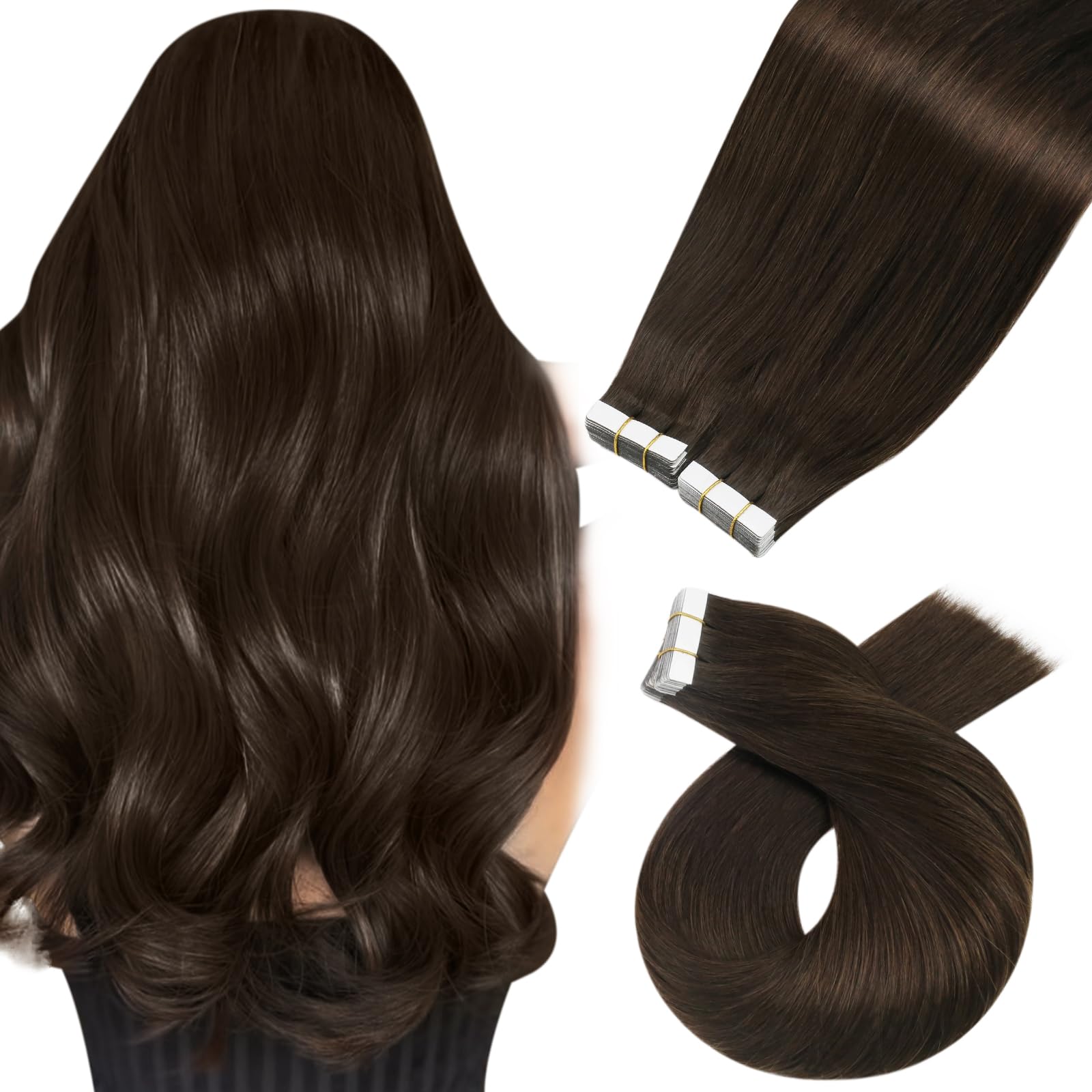 Foto 2 pulgar | Extensiones De Cabello Humano Castaño Moresoo, 40 Unidades, 60 G - Venta Internacional.