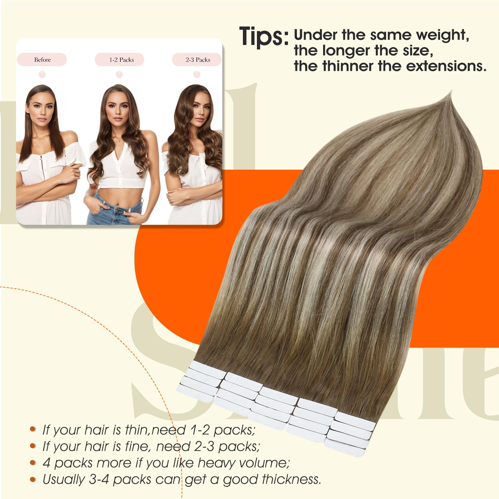 Foto 4 pulgar | Extensiones De Pelo Con Cinta Adhesiva Full Shine Blonde 6/60/6 40 Cm 50 G - Venta Internacional.