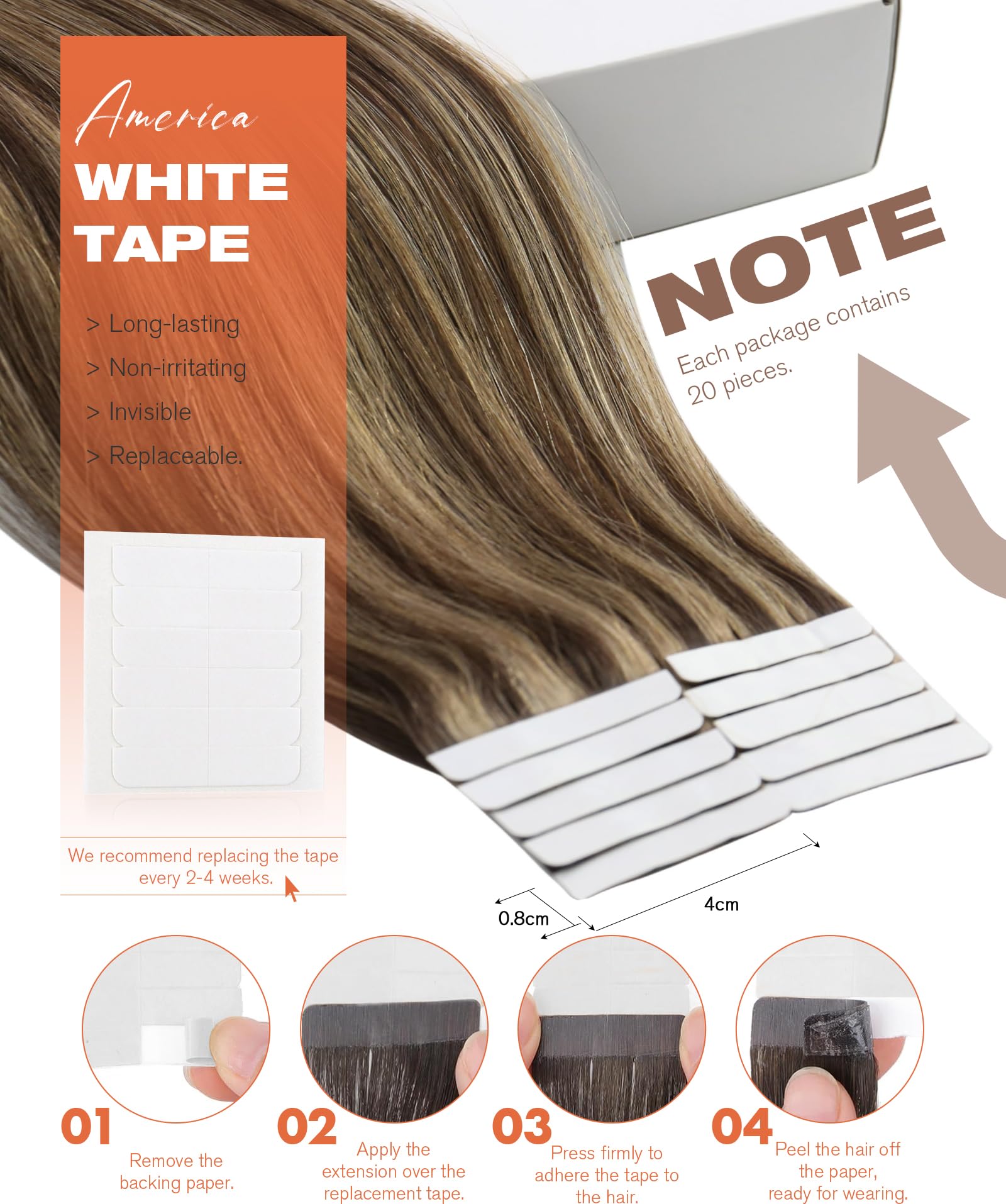 Foto 5 pulgar | Extensiones De Cabello Sunny Hair Tape En Cabello Humano, 50 G, 20 Unidades - Venta Internacional.