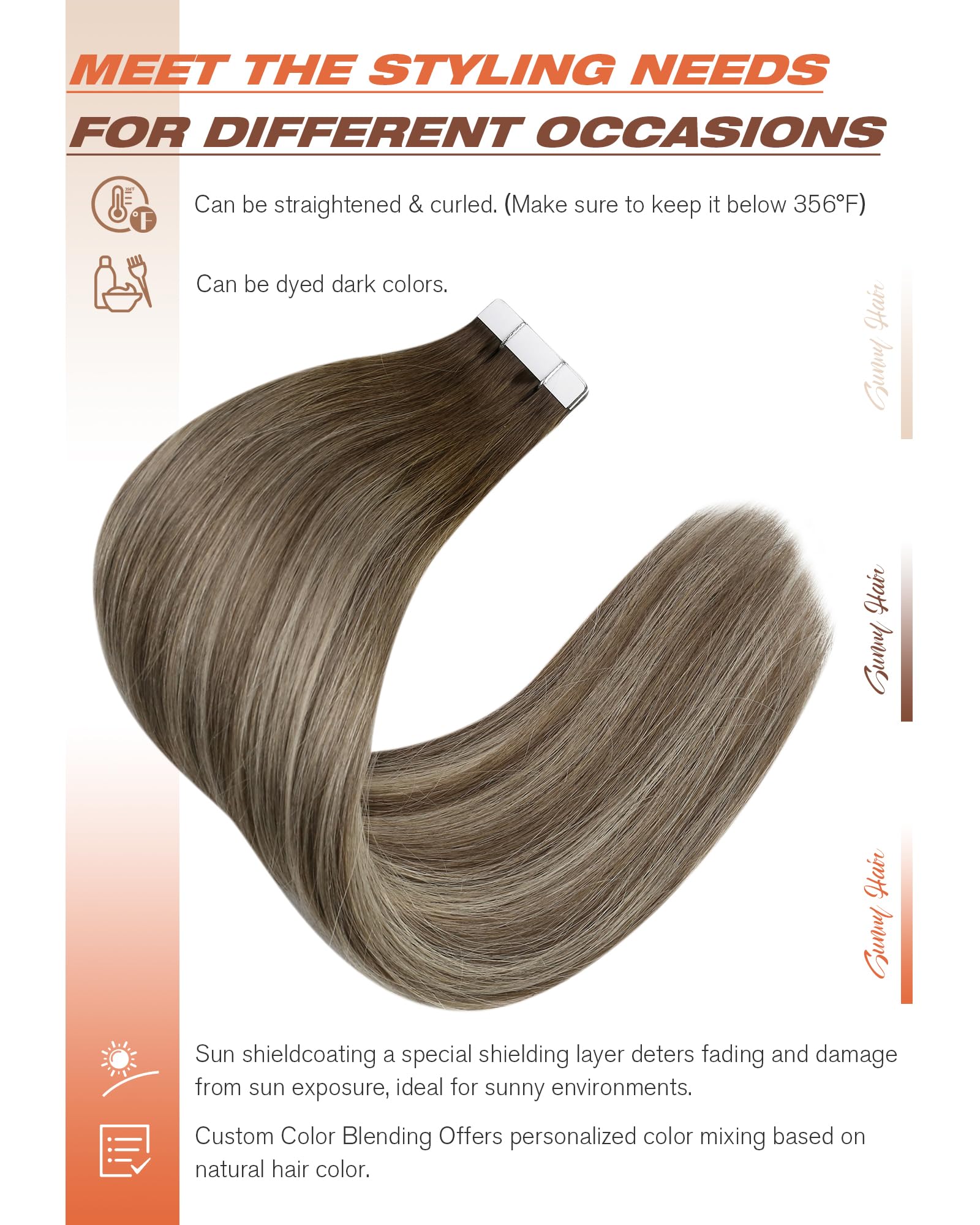 Foto 5 pulgar | Extensiones De Cabello Sunny Hair Balayage, 60 Cm, 50 G, 20 Unidades - Venta Internacional.