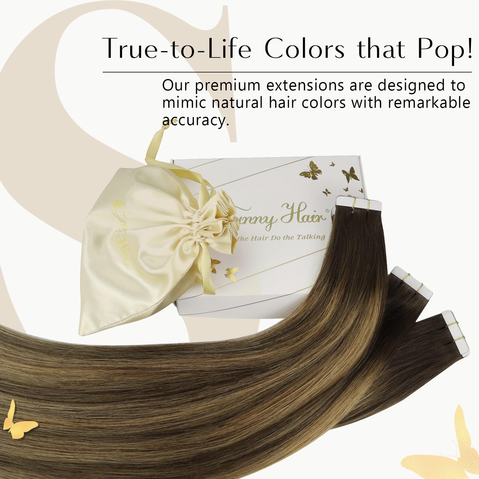 Foto 3 pulgar | Extensiones De Cabello Sunny Hair Tape En Color Marrón Balayage, 50 G, 45 Cm - Venta Internacional.