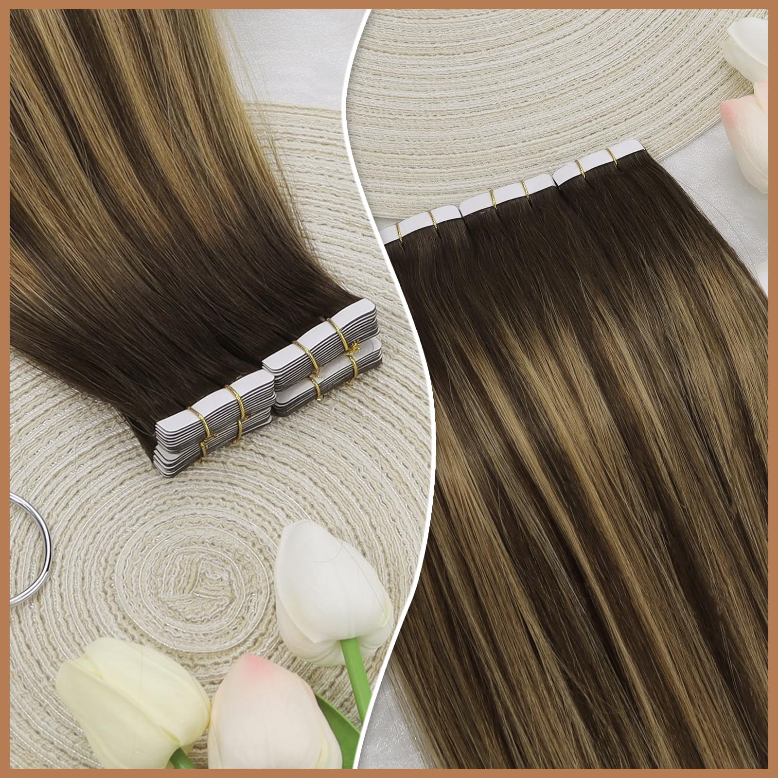 Foto 7 pulgar | Extensiones De Cabello Sunny Hair Tape En Color Marrón Balayage, 50 G, 45 Cm - Venta Internacional.