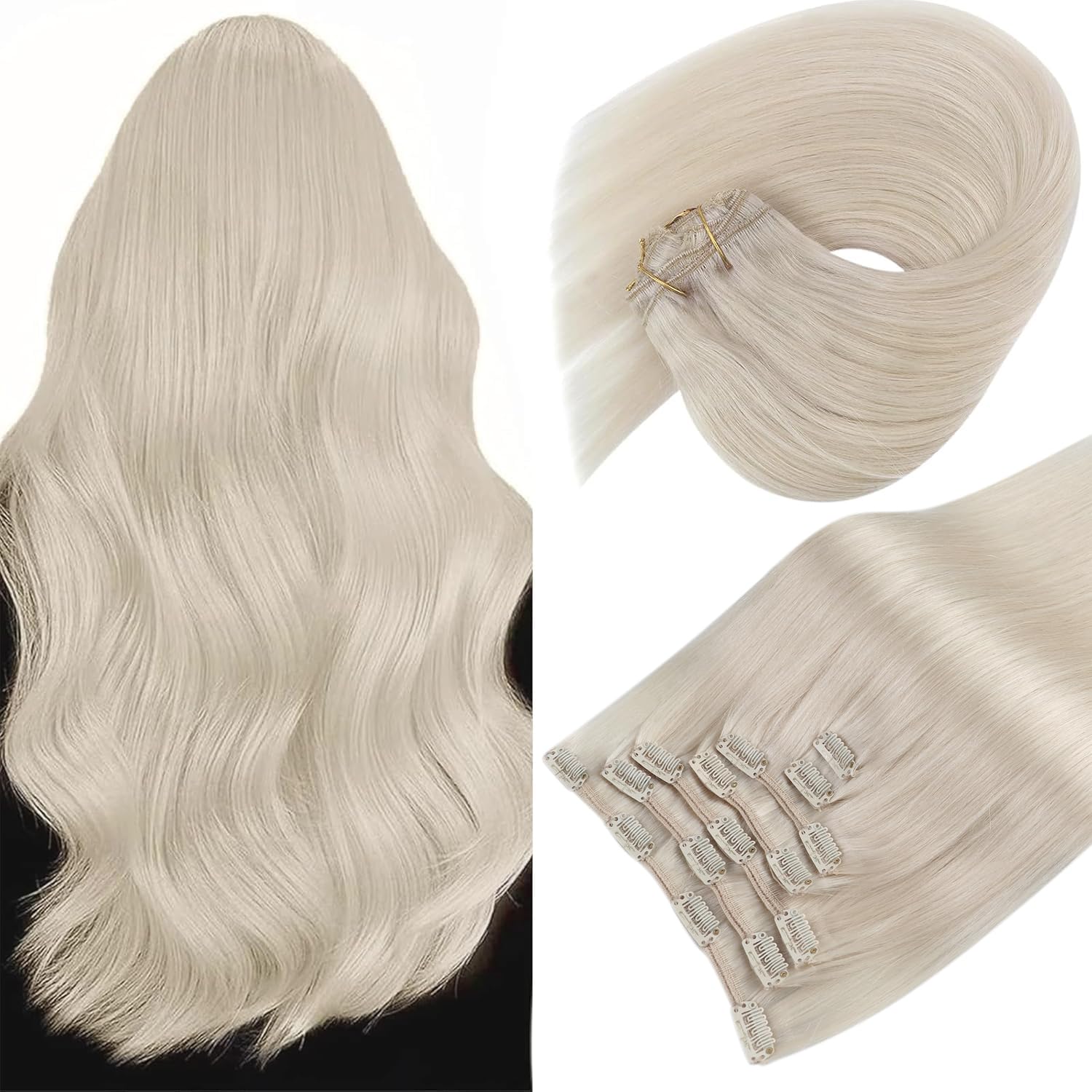 Foto 1 | Extensiones De Cabello Liso Con Clip, Cabello Humano Liso, 40 Cm - Venta Internacional.