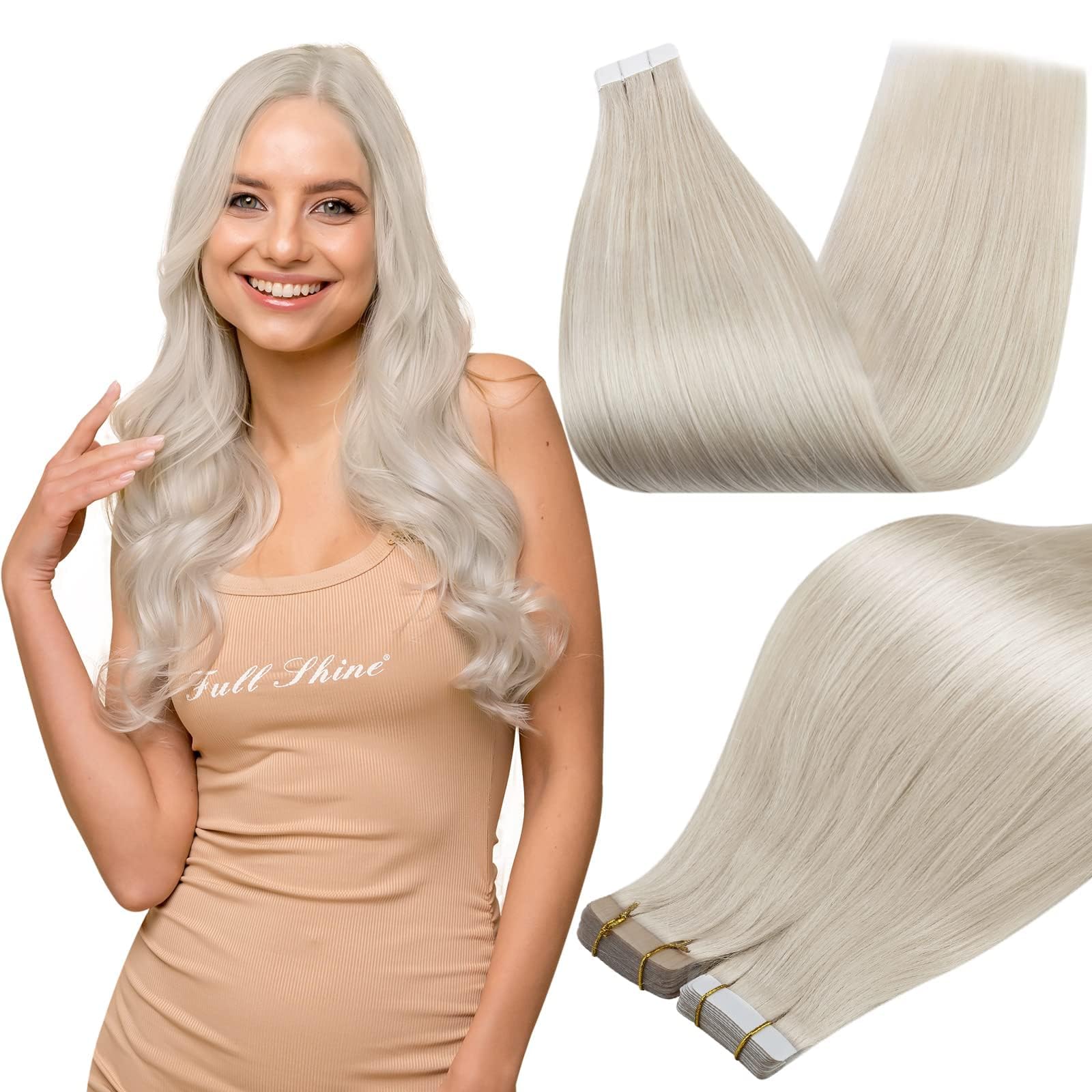 Foto 2 pulgar | Cinta De Poliuretano Full Shine Para Extensiones De Cabello, 50 G, 22 Cm, Color Rubio 1000 - Venta Internacional.