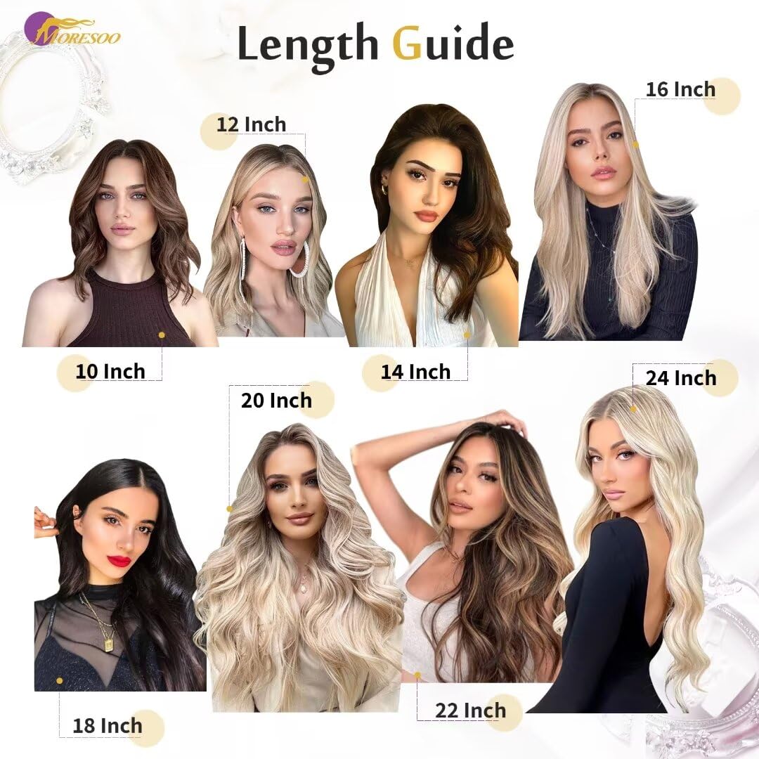 Foto 6 pulgar | Extensiones De Pelo Moresoo Con Cinta Adhesiva, 18 Cm, 10 Unidades, 25 G, Platino - Venta Internacional.